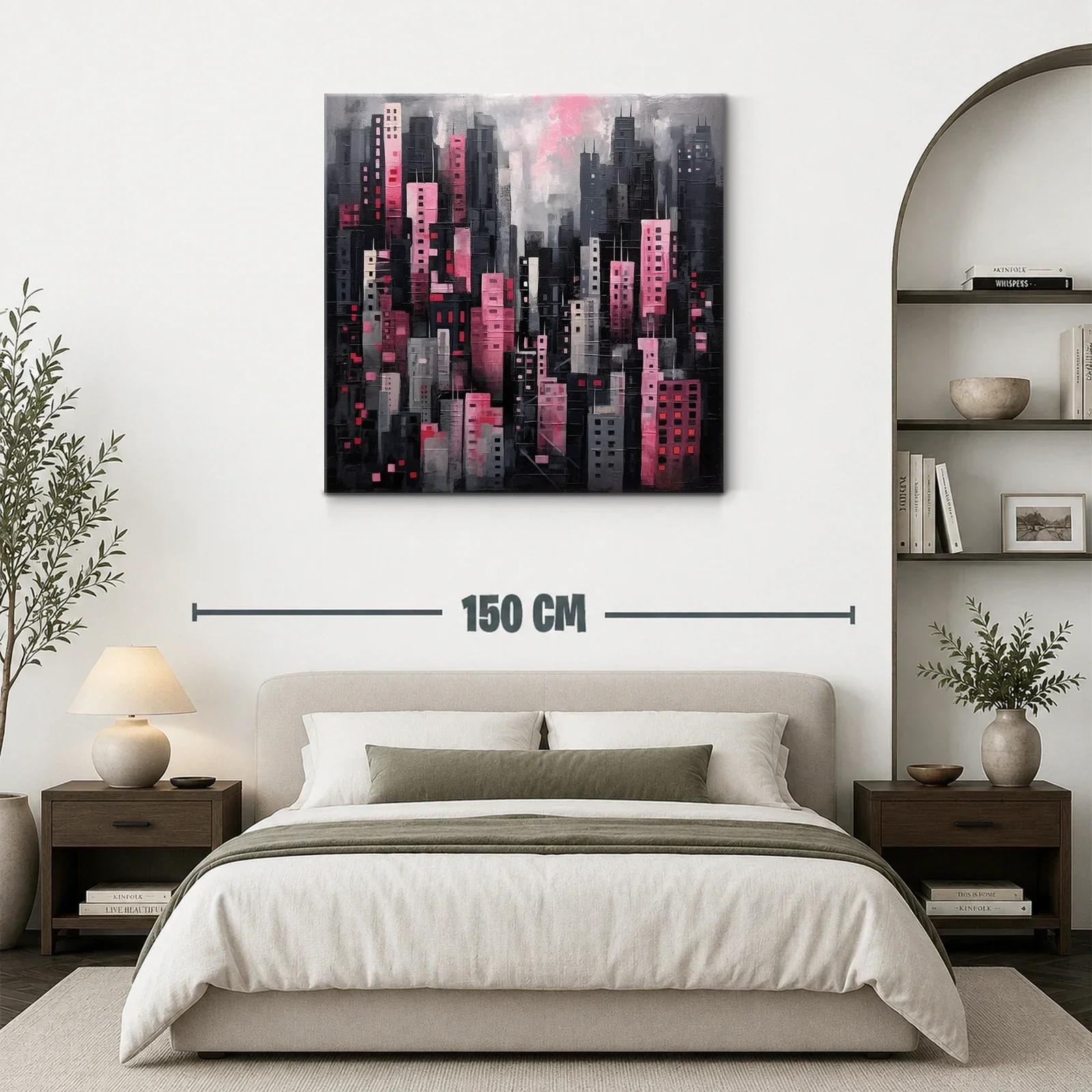 Ciudad nocturna en tonos rosas y grises modernos — miniatura 3