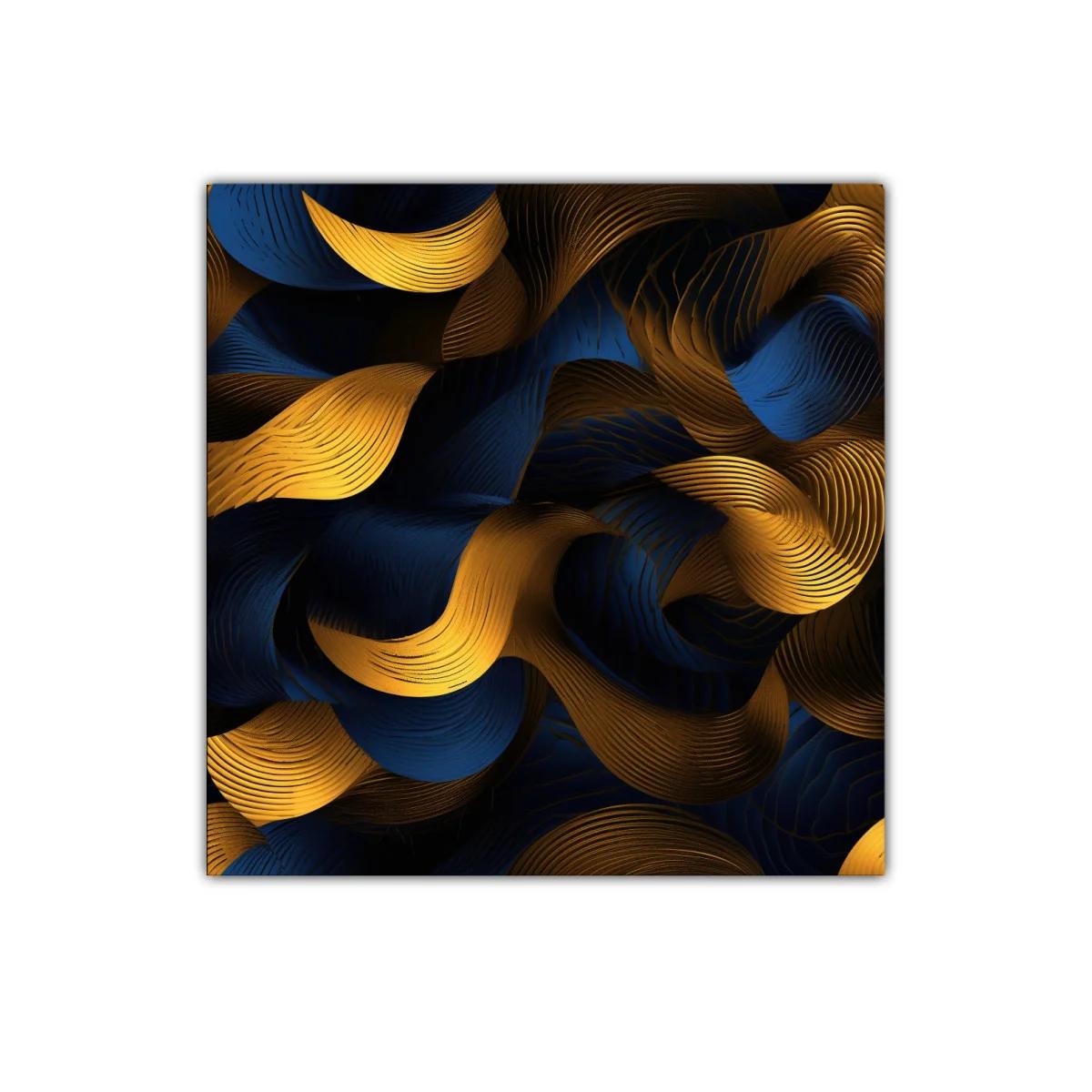 Composiciones fluidas en tonos dorados y azul profundo
