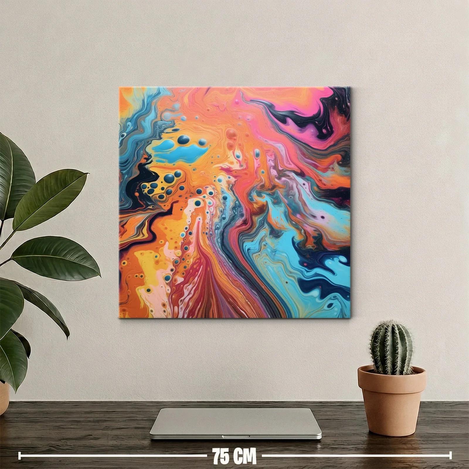Cuadro abstracto con vibrantes tonos cálidos y fríos — miniatura 2