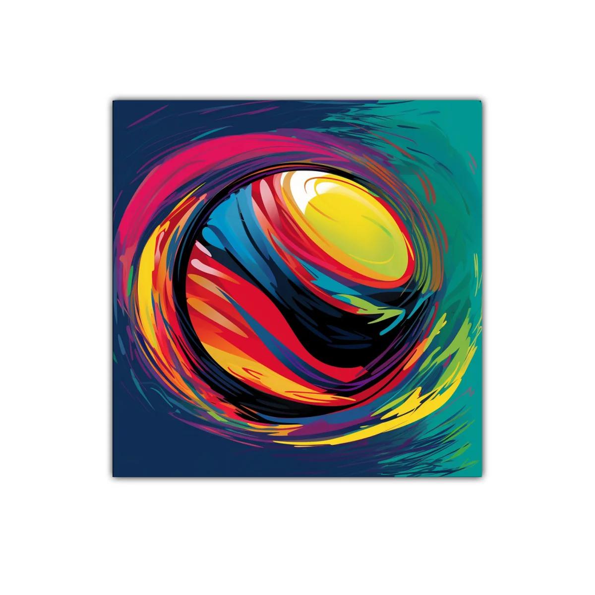 Cuadro abstracto con esfera vibrante y colores intensos — miniatura 1