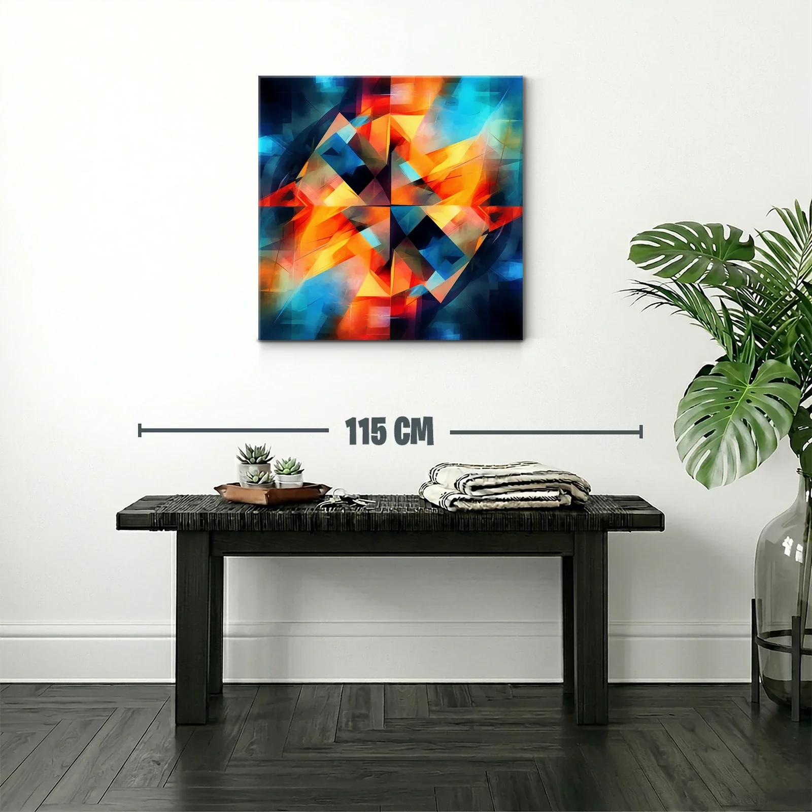 Cuadro abstracto con vibrantes tonos cálidos y fríos — miniatura 2