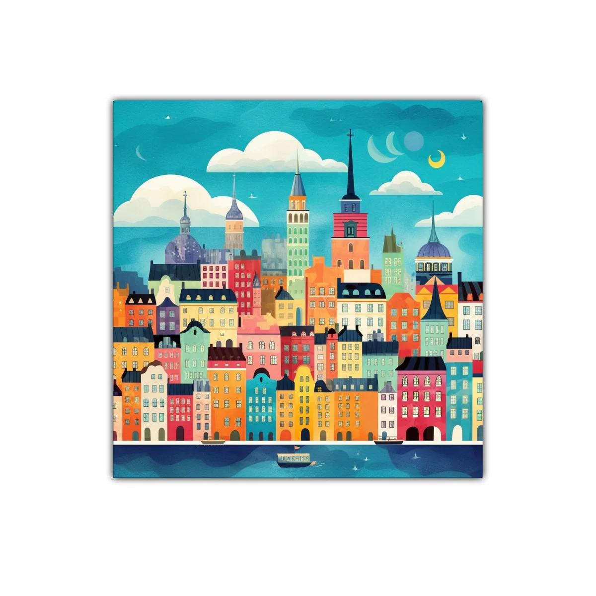 Ciudad colorida con arquitectura encantadora y cielo brillante — imagen principal