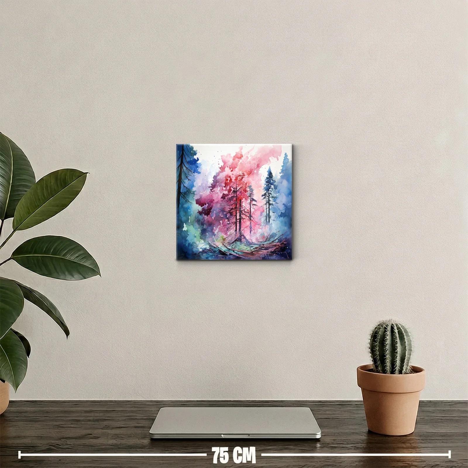 Paisaje abstracto con árboles en tonos vibrantes y contrastes — miniatura 2