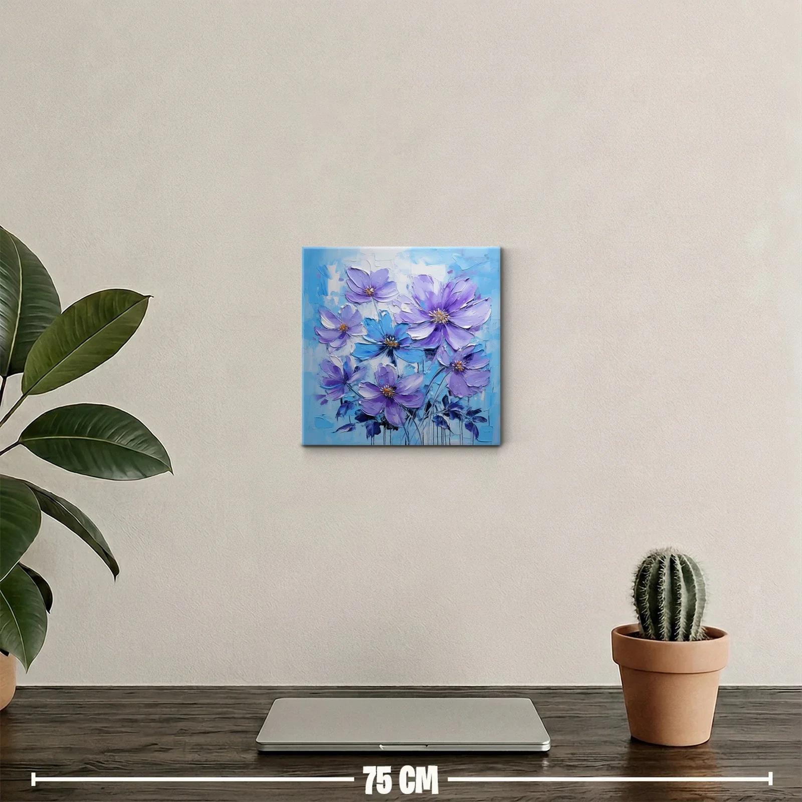 Cuadro decorativo con flores en tonos violetas y azules — miniatura 2