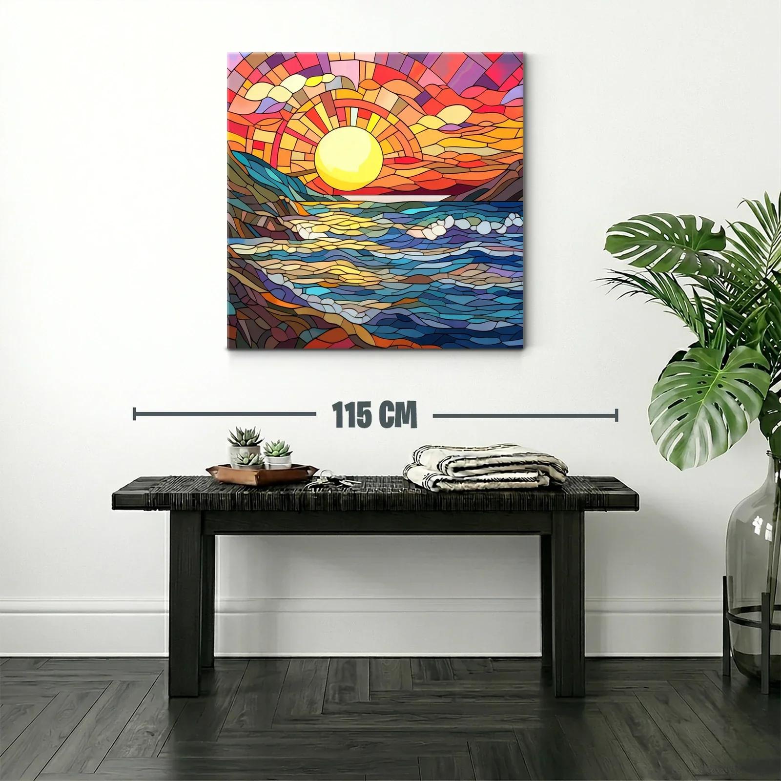 Cuadro vibrante de paisaje marino al atardecer — miniatura 2