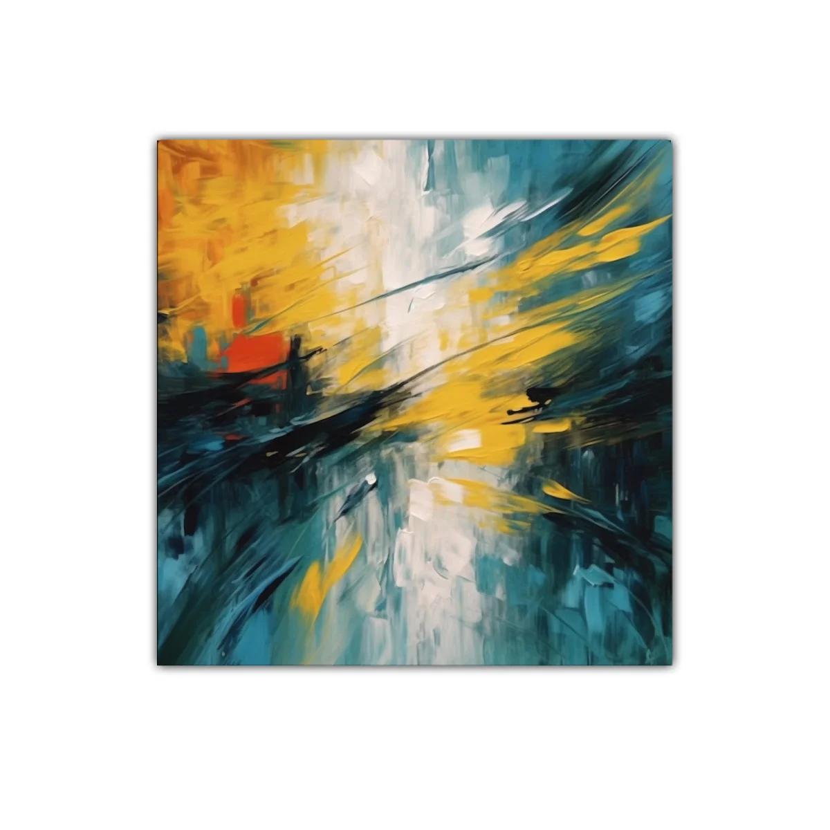 Cuadro abstracto con vibrante juego de colores y energía
