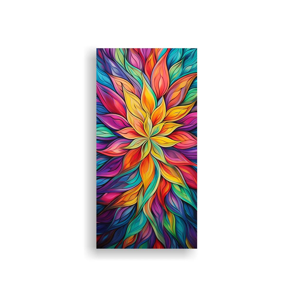 Cuadro flor abstracta multicolor con pétalos entrelazados — imagen principal