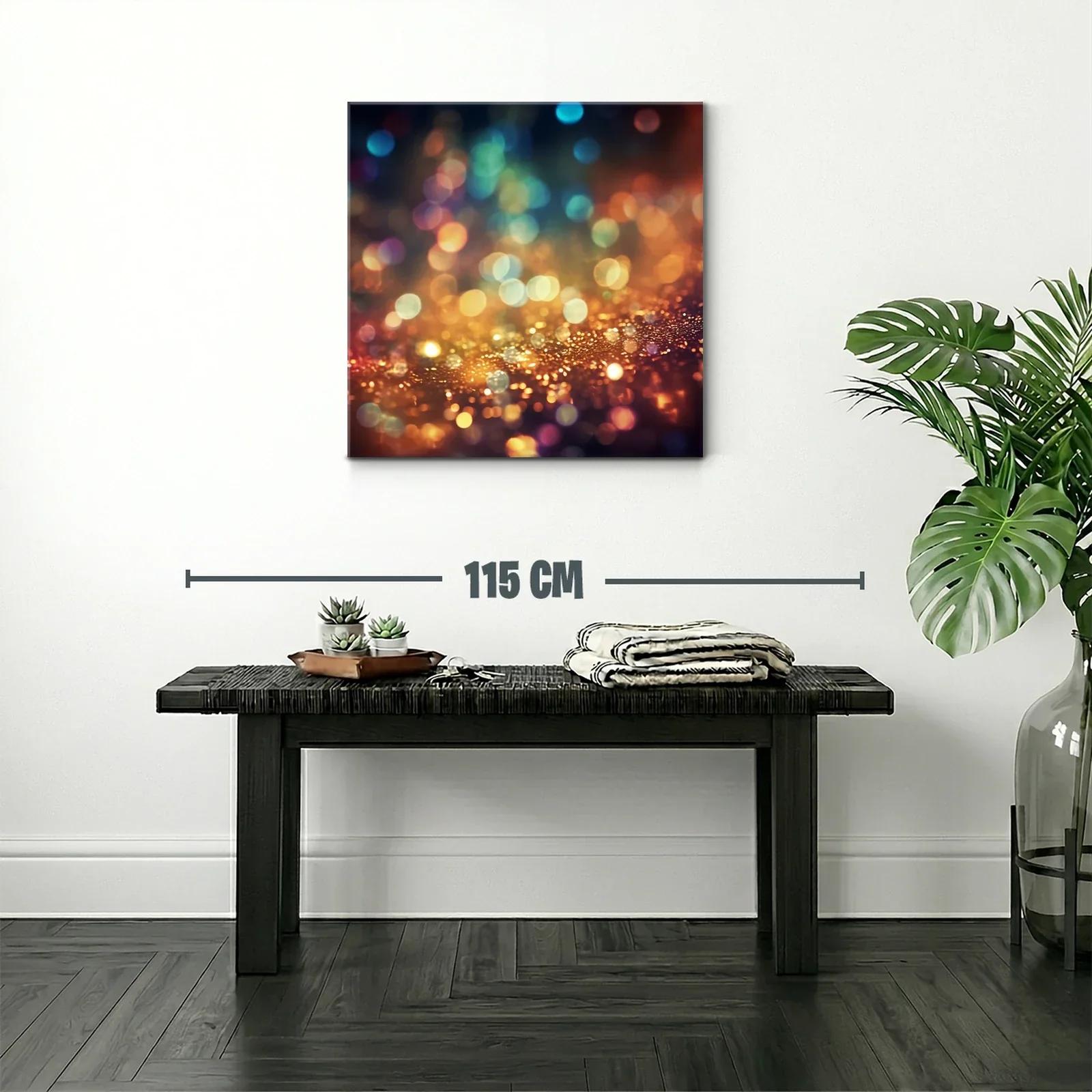 Cuadro abstracto de luces difusas en tonos cálidos y fríos — miniatura 2