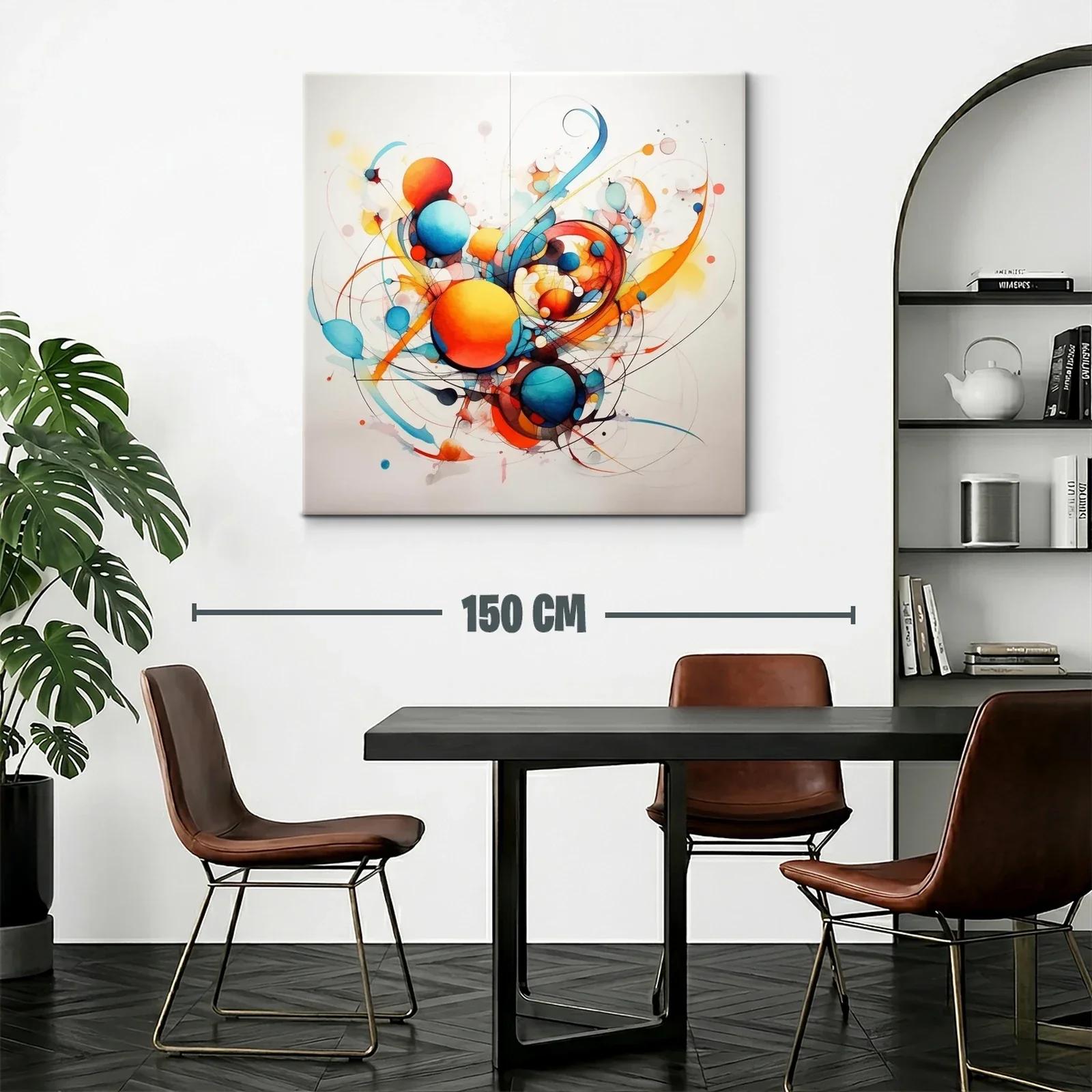 Cuadro Abstracto con Esferas en Tonos Cálidos y Fríos — miniatura 2