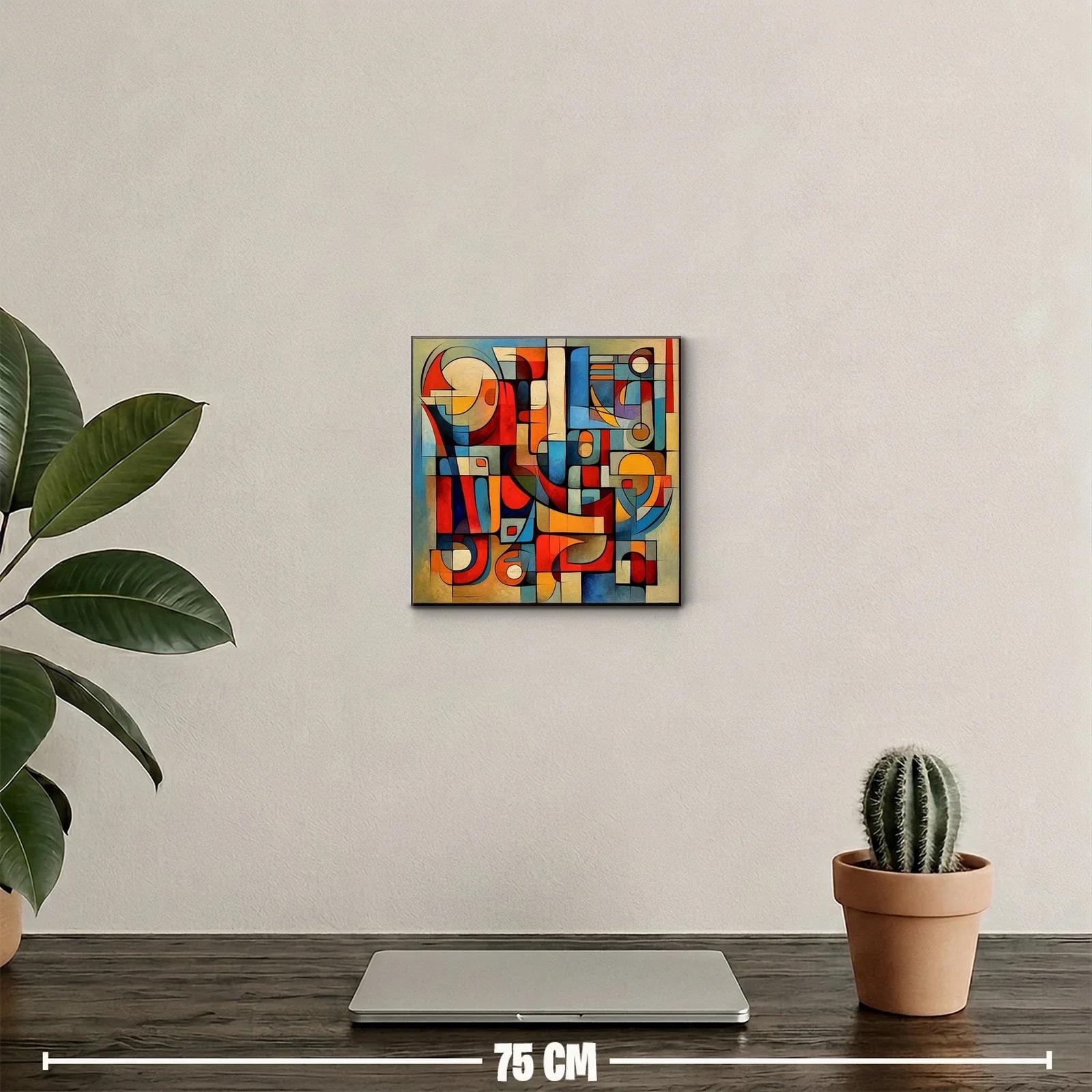 Composición abstracta en tonos cálidos y fríos vibrantes — miniatura 2