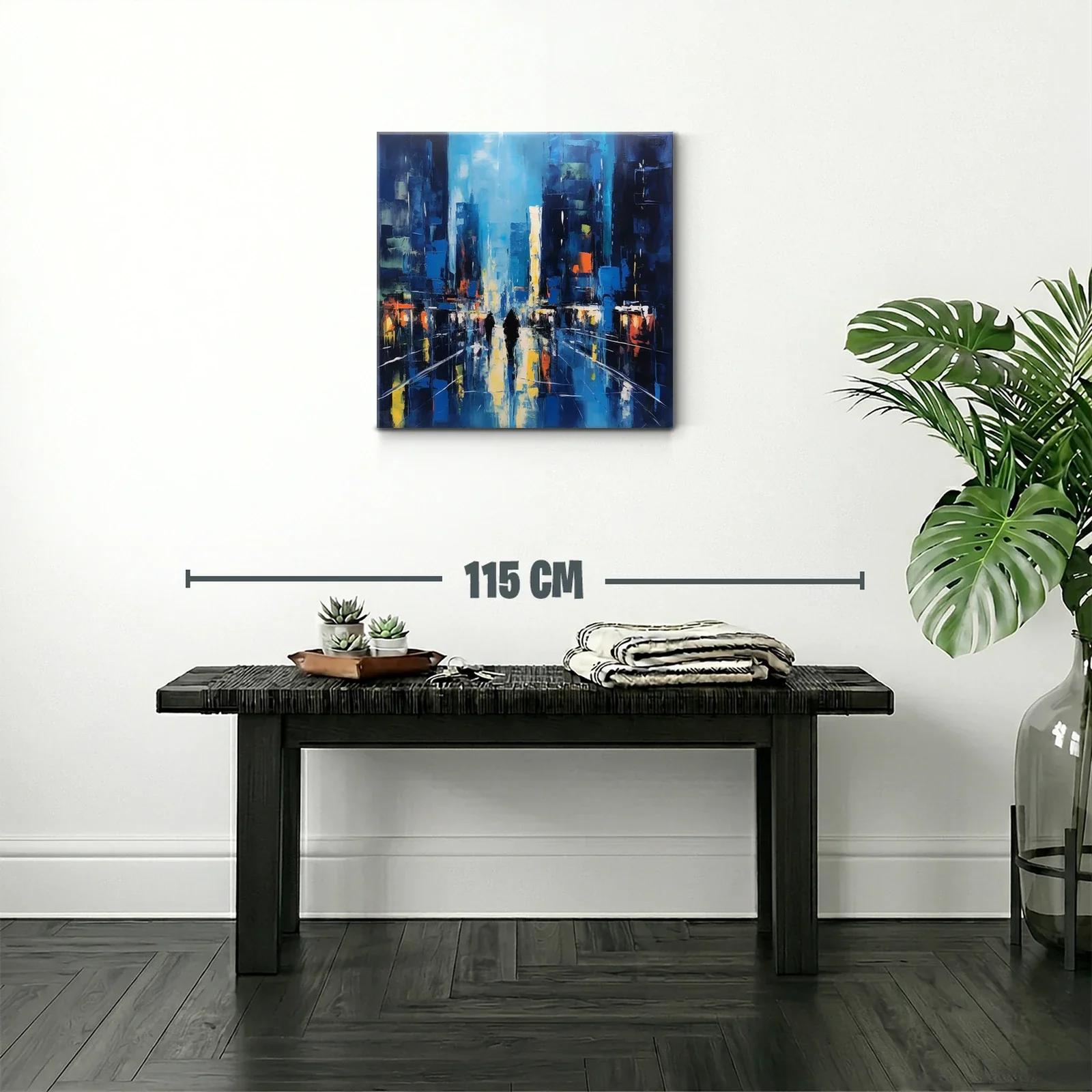 Paisaje urbano nocturno con reflejos vibrantes y figuras — miniatura 2