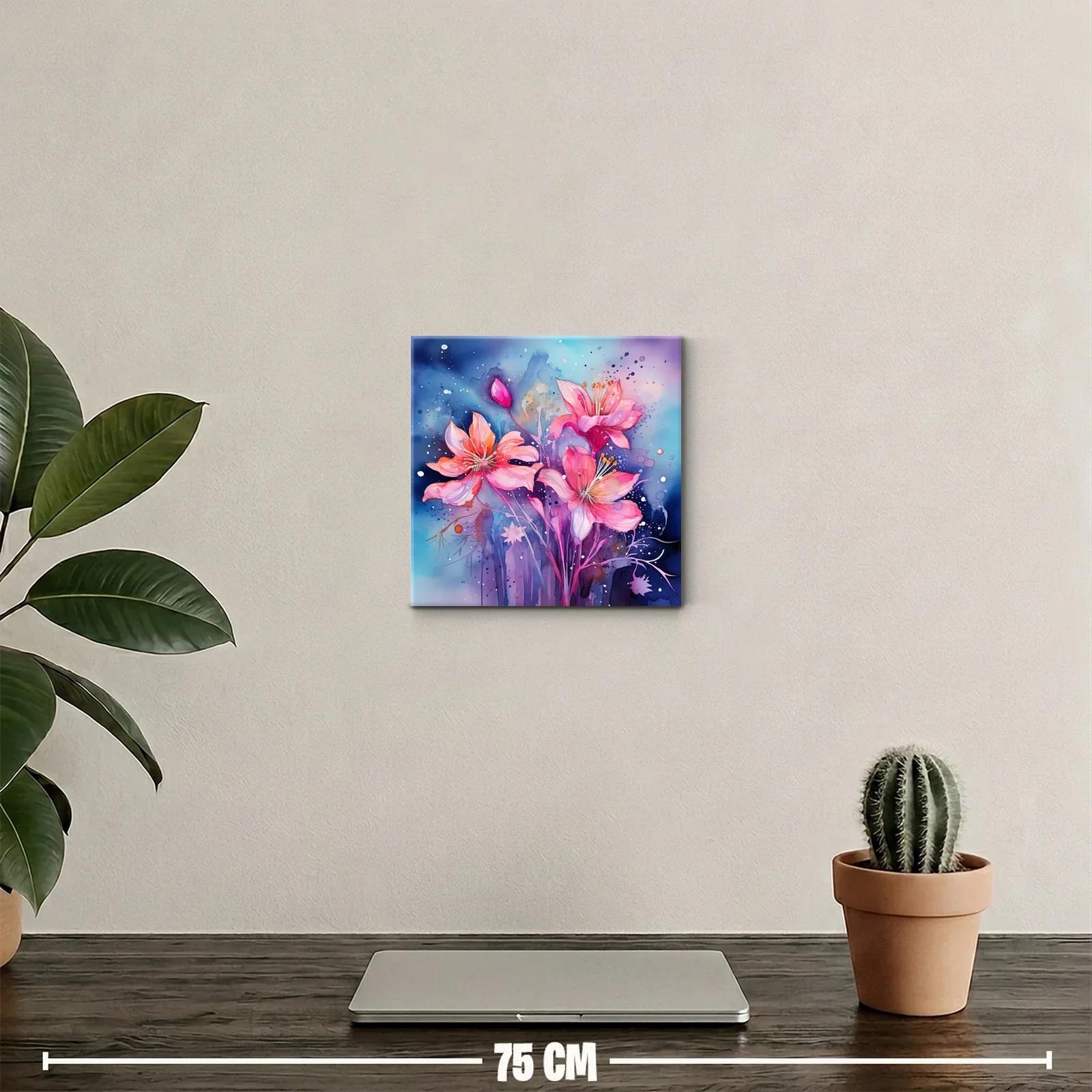 Flores vibrantes en tonos rosa y azul profundo — miniatura 2