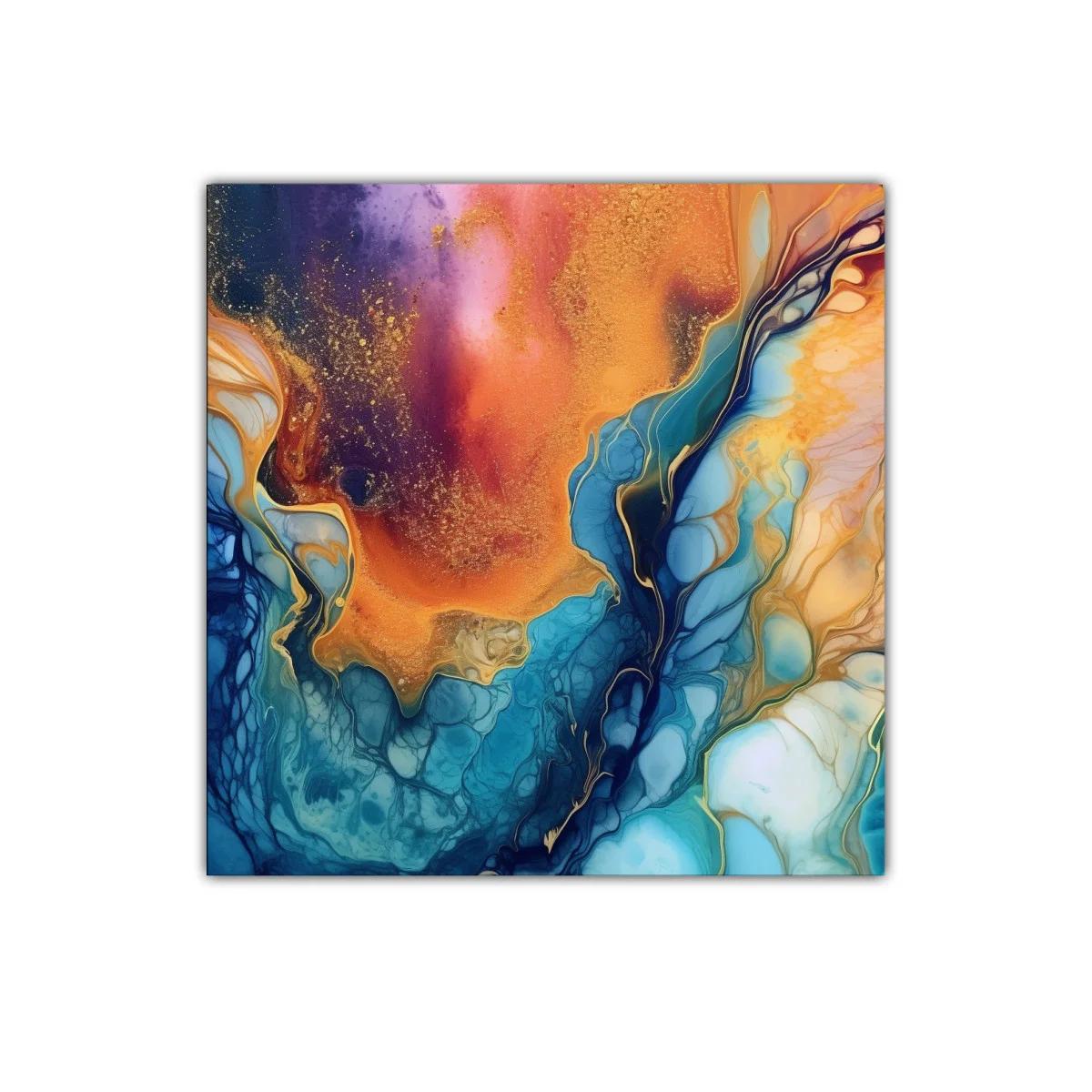 Composición abstracta con vibrantes tonos cálidos y fríos — imagen principal