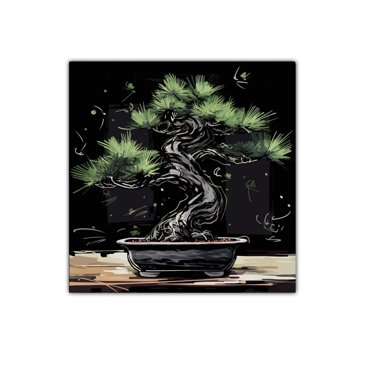 Bonsái elegante con tonos verdes y negros — miniatura 1