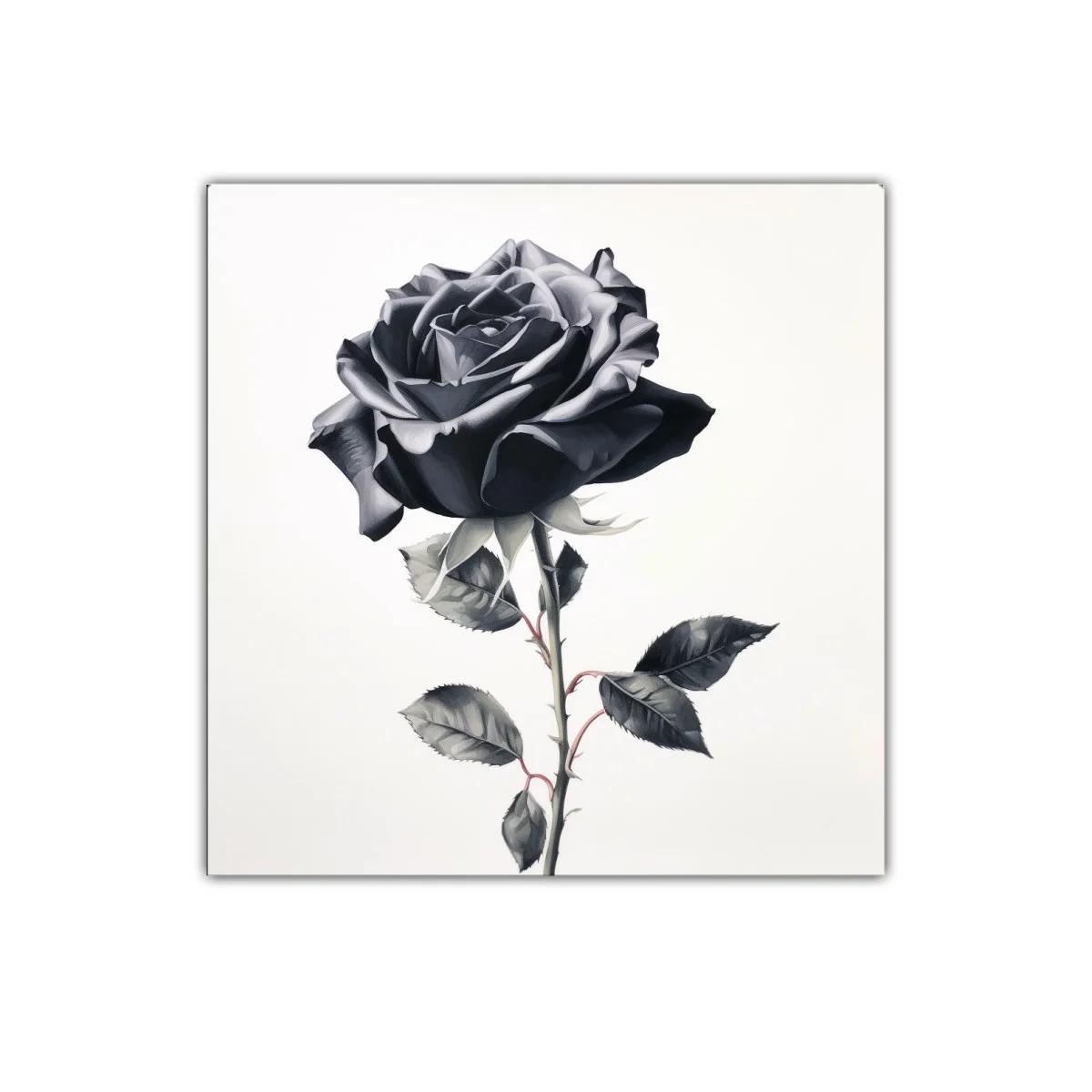 Elegante cuadro decorativo con rosa negra en tonos grises — imagen principal