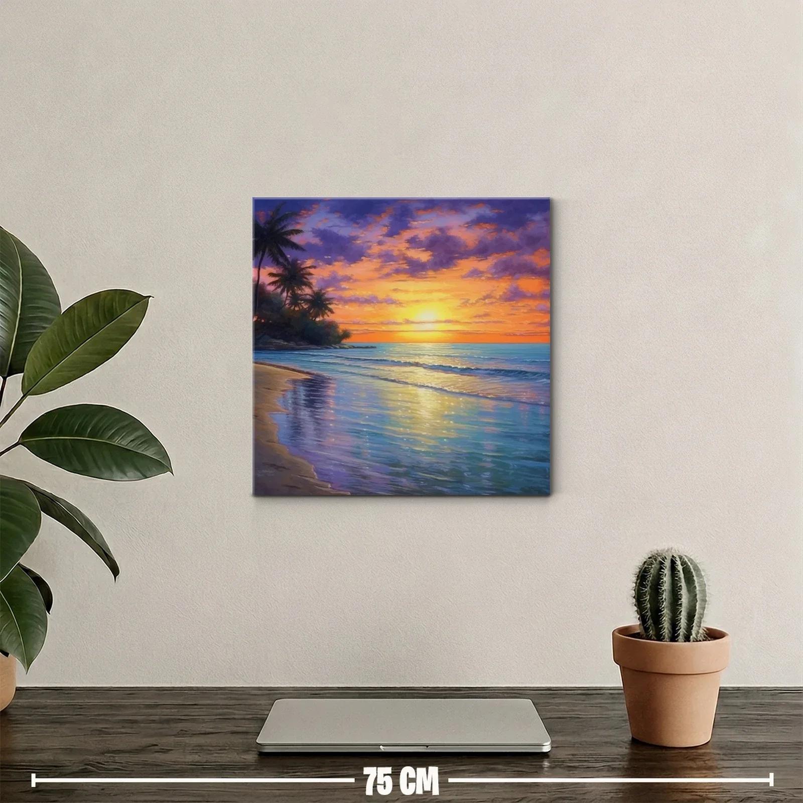 Atardecer tropical con palmeras y reflejos marinos — miniatura 2