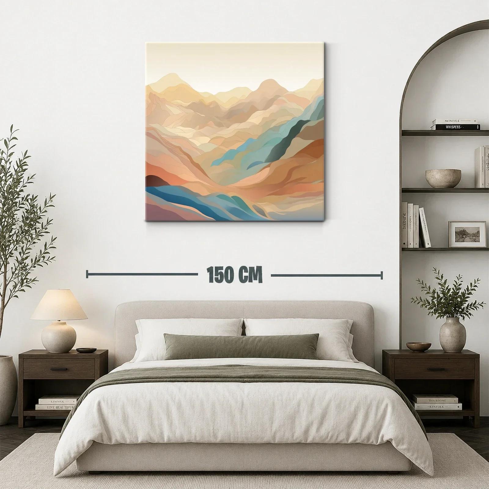 Paisaje abstracto de montañas en tonos cálidos y fríos suaves — miniatura 3