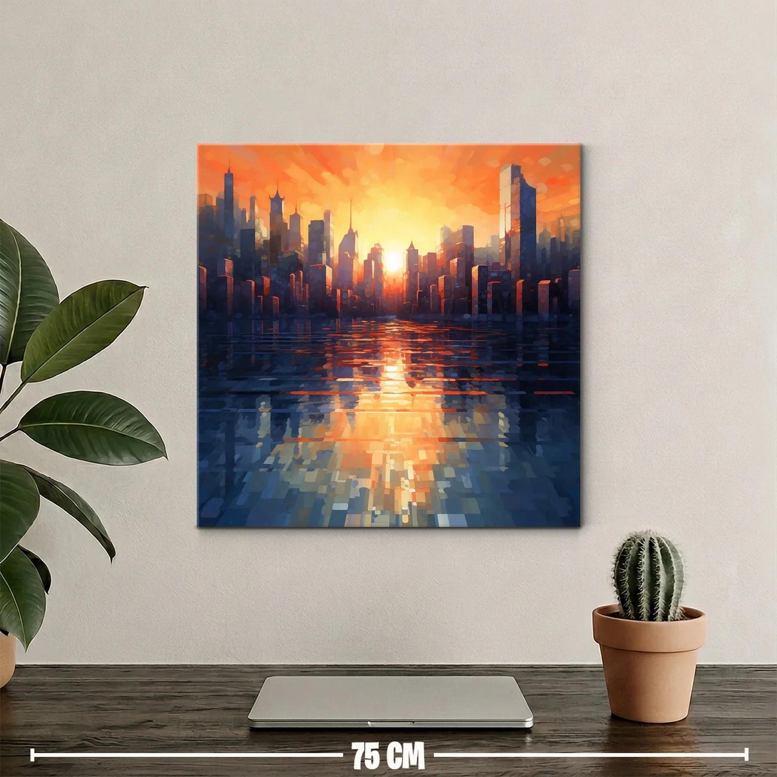 Atardecer vibrante en la silueta de la ciudad moderna — miniatura 2