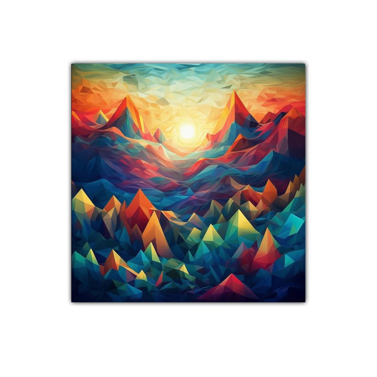 Paisaje montañoso vibrante con sol en cálidos colores — imagen principal