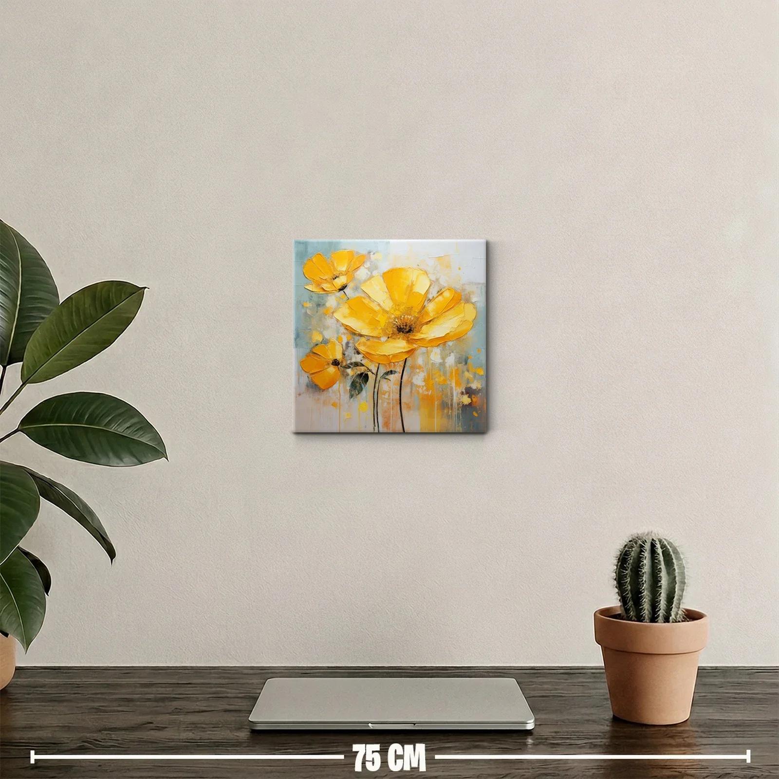 Cuadro floral con flores amarillas en tonos suaves — miniatura 2