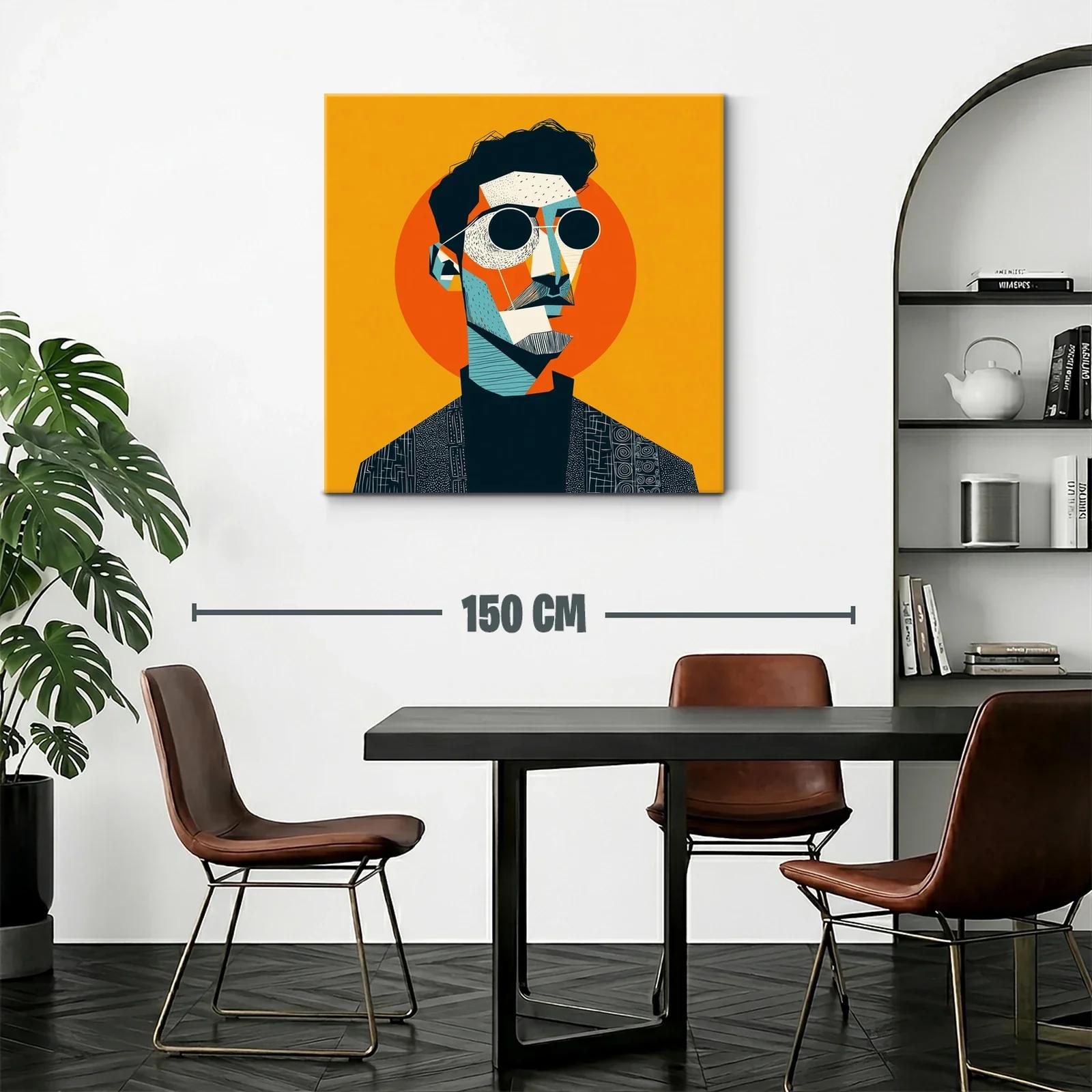 Retrato contemporáneo con toques geométricos y vibrantes — miniatura 2