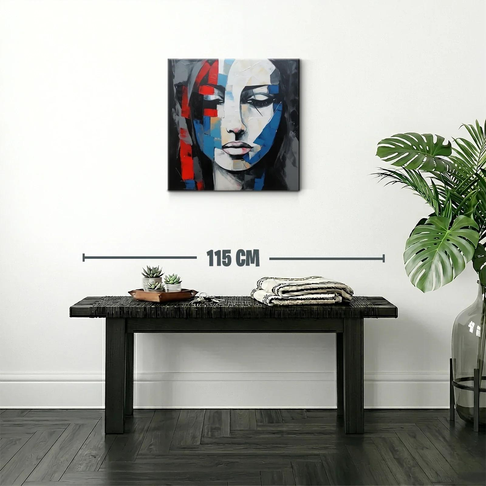 Retrato abstracto vibrante con toques rojos y azules — miniatura 2
