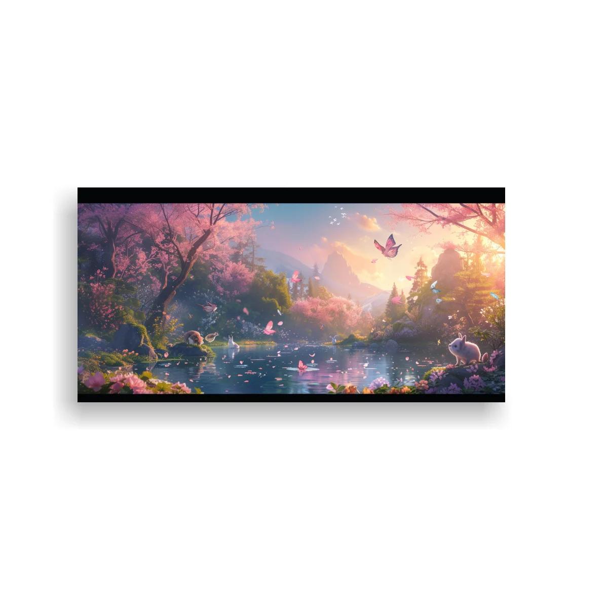 Cuadro paisaje de fantasía con lago y cisnes — imagen principal