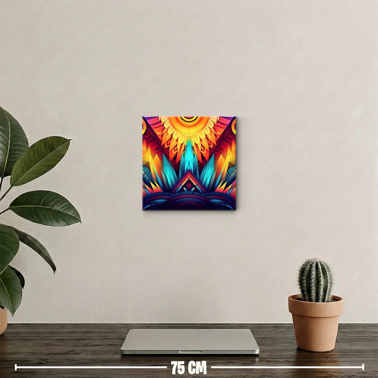 Cuadro decorativo con patrón geométrico en tonos vibrantes — miniatura 2