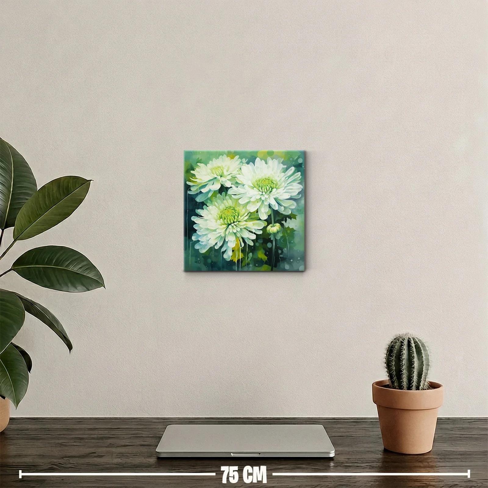 Cuadro decorativo con delicadas flores blancas y verdes — miniatura 2