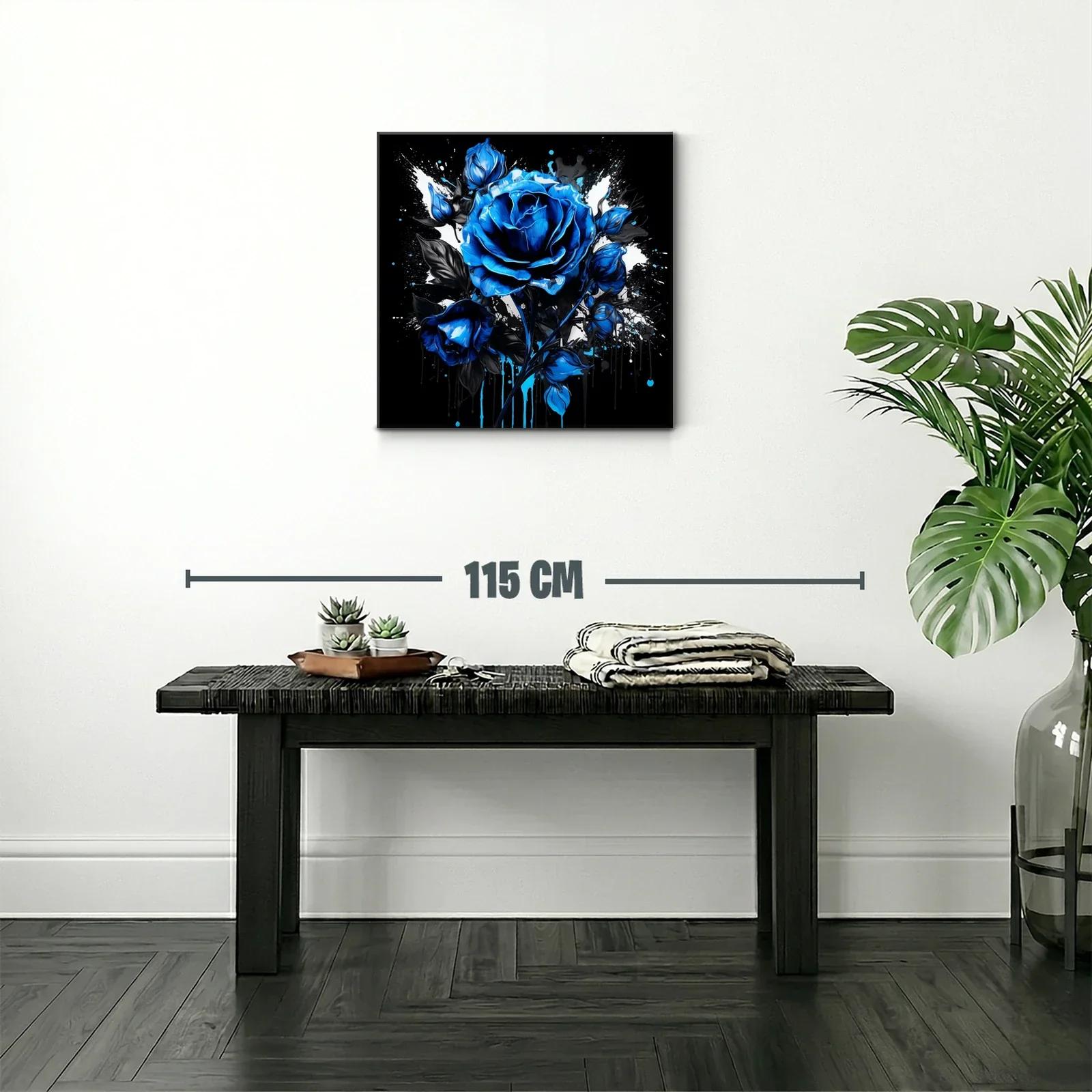 Rosa azul vibrante sobre fondo negro y blanco impactante — miniatura 2