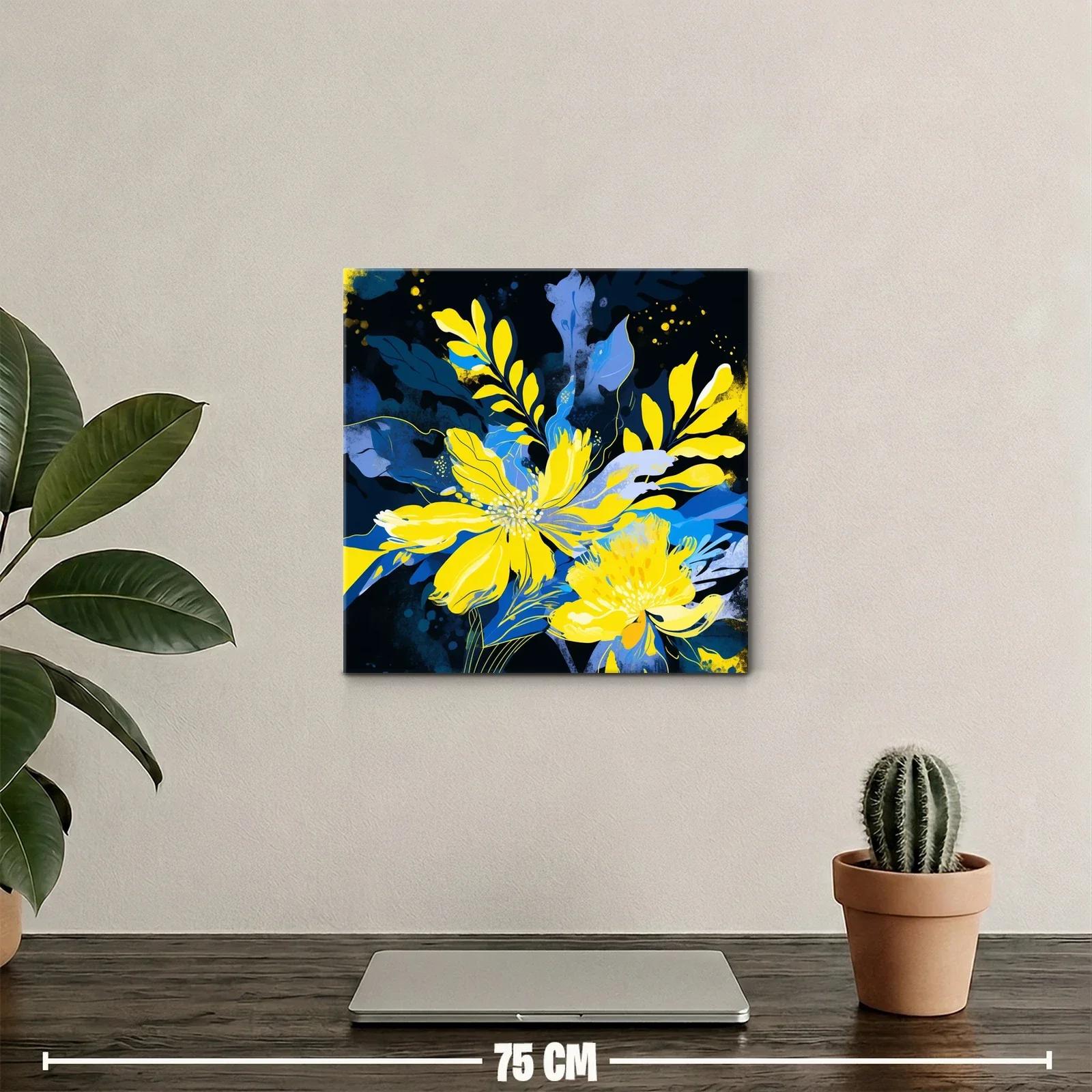 Flores vibrantes en tonos amarillos y azules expresivos — miniatura 2