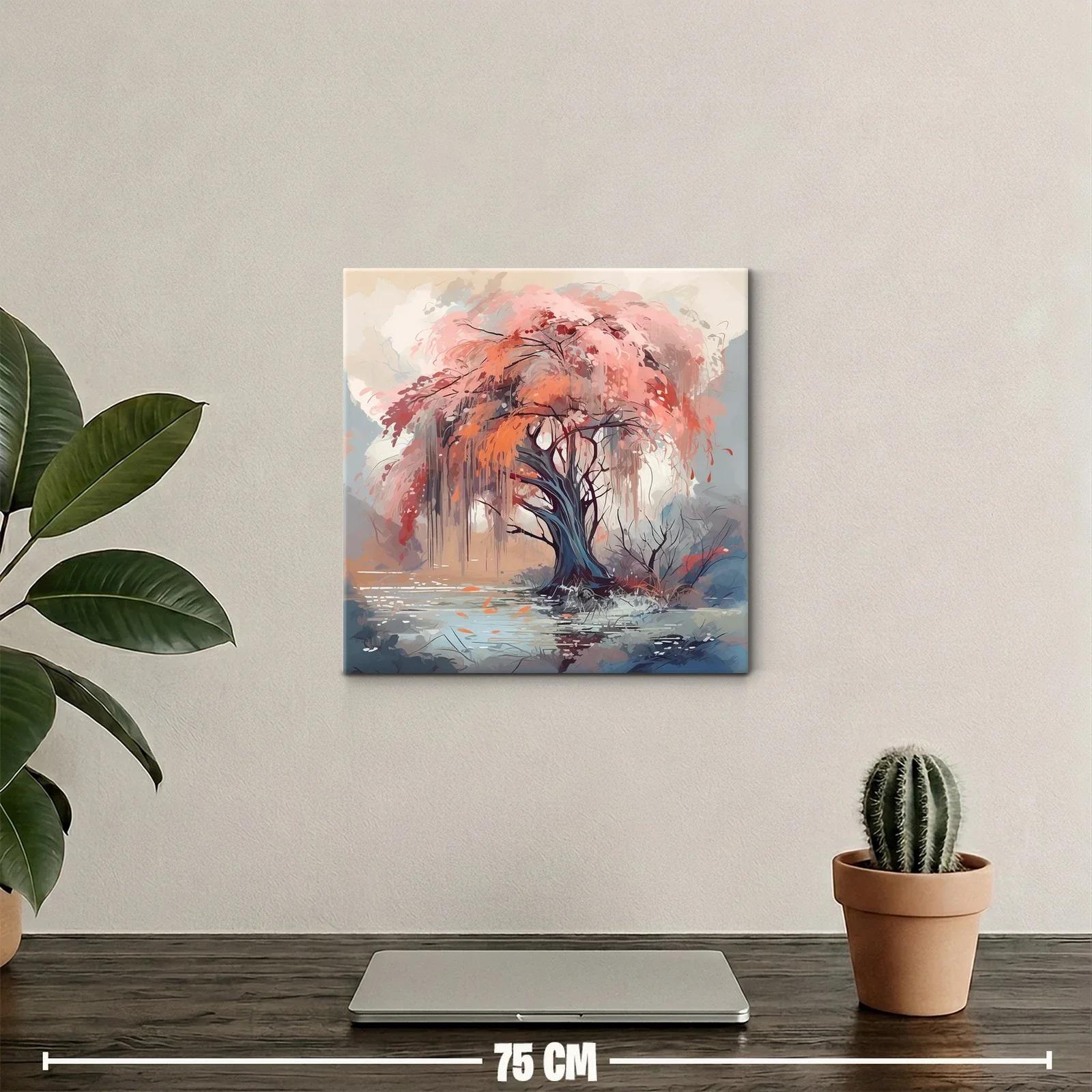 Árbol vibrante en paisaje de tonos cálidos y suaves — miniatura 2