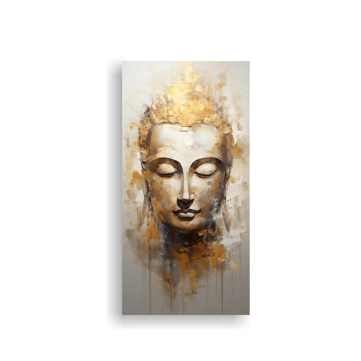 Cuadro Buda con tocado dorado y goteos — imagen principal
