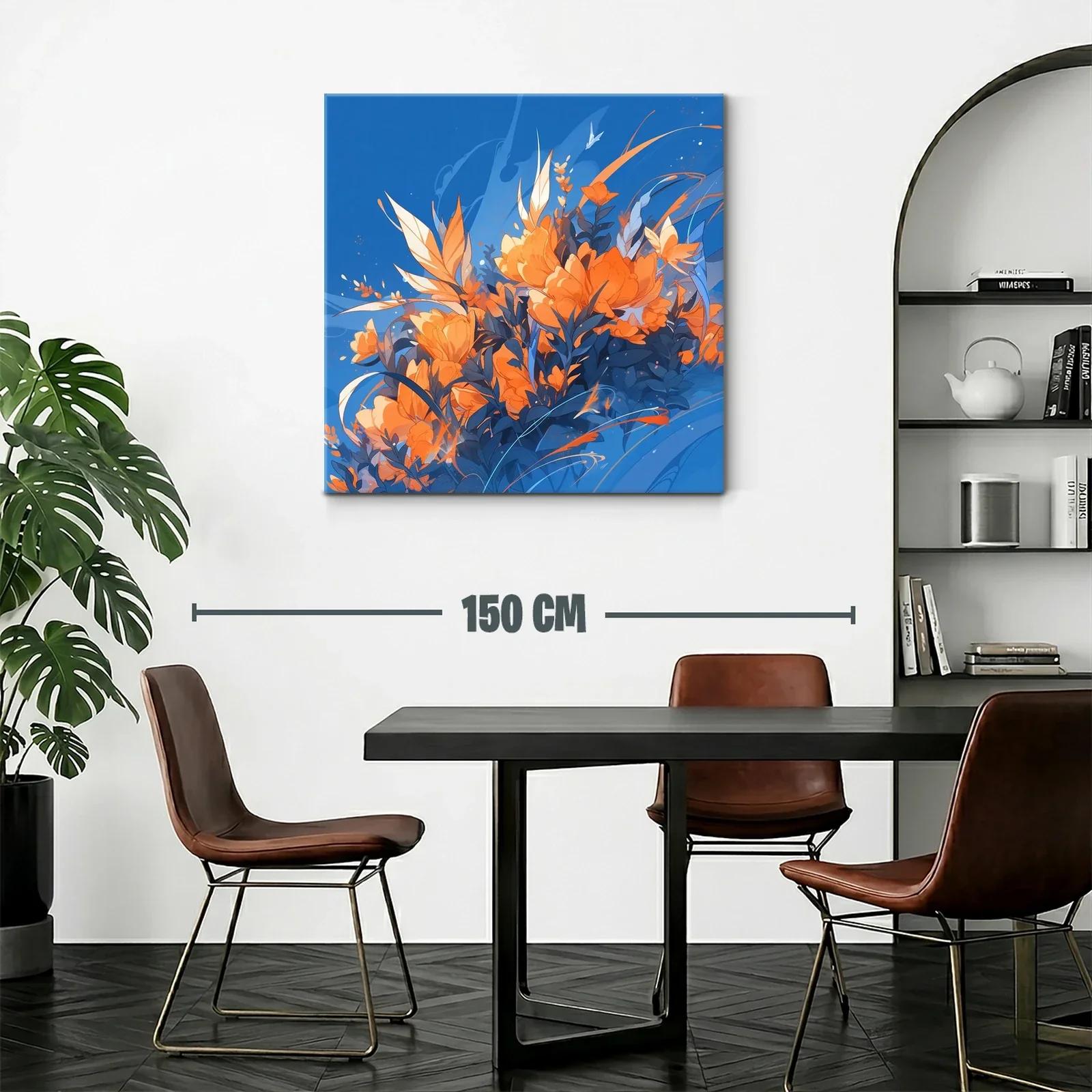 Composición floral vibrante en tonos naranjas y azules — miniatura 2