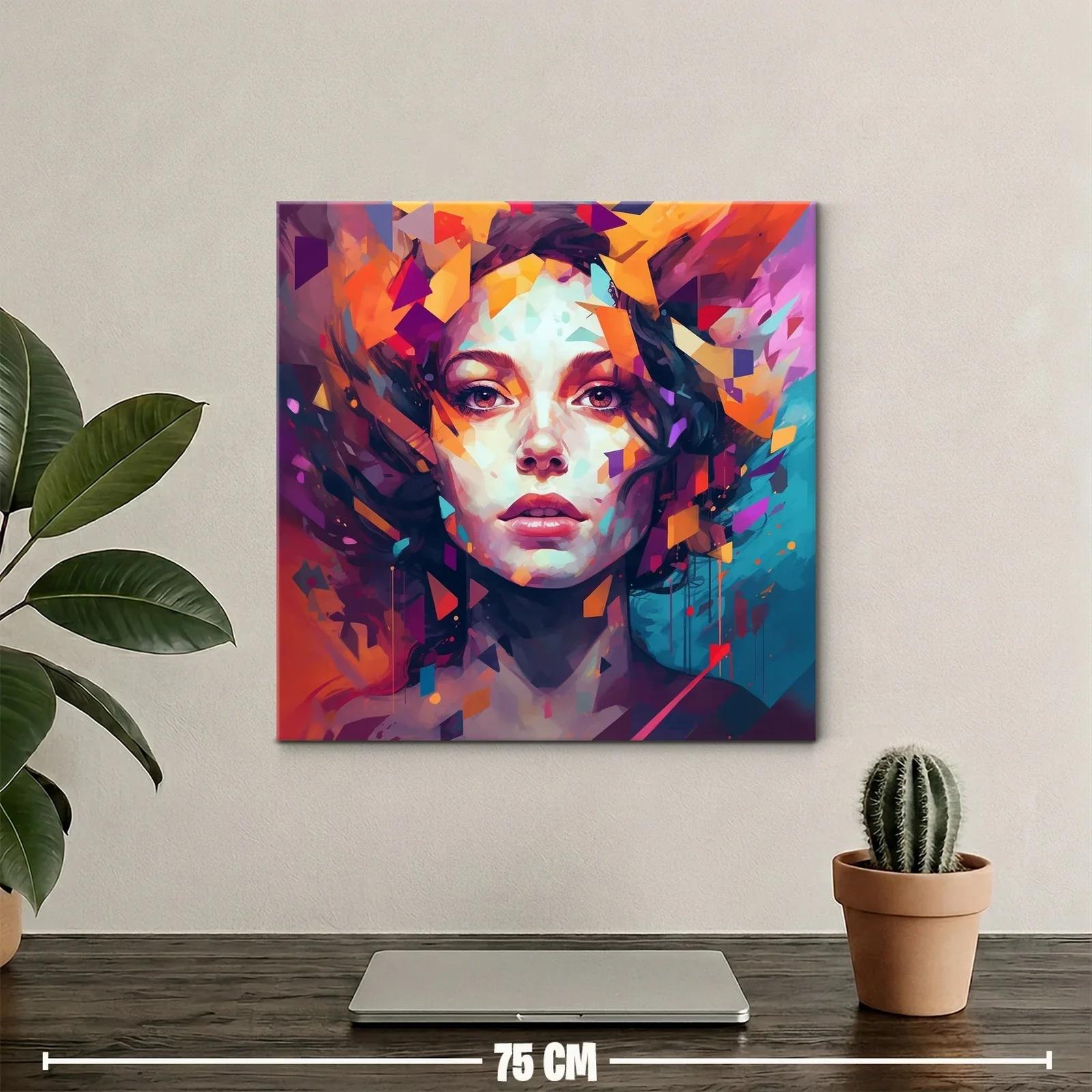 Retrato femenino contemporáneo en tonos vibrantes y geométricos — miniatura 2