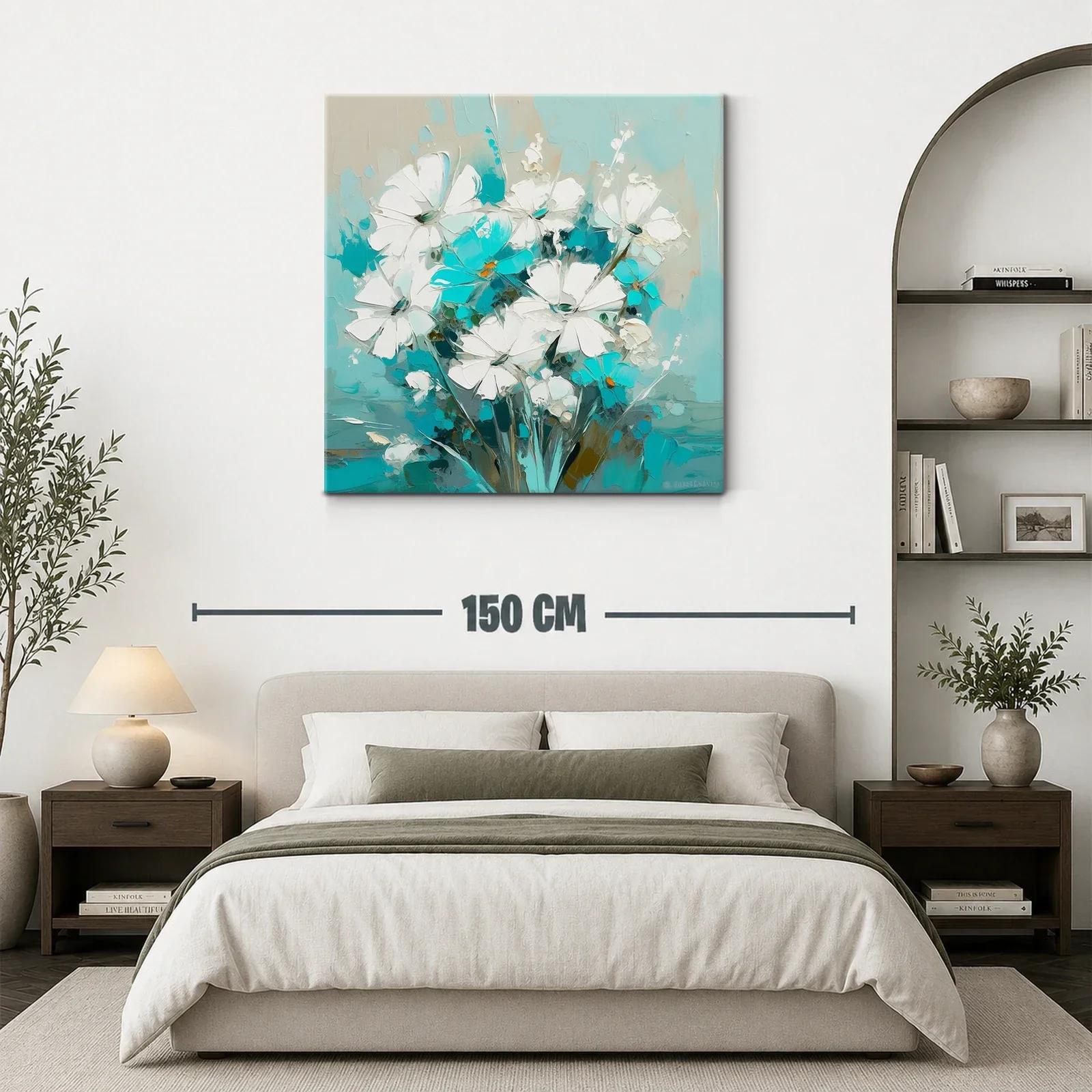Ramo de flores blancas y turquesa en estilo moderno — miniatura 3