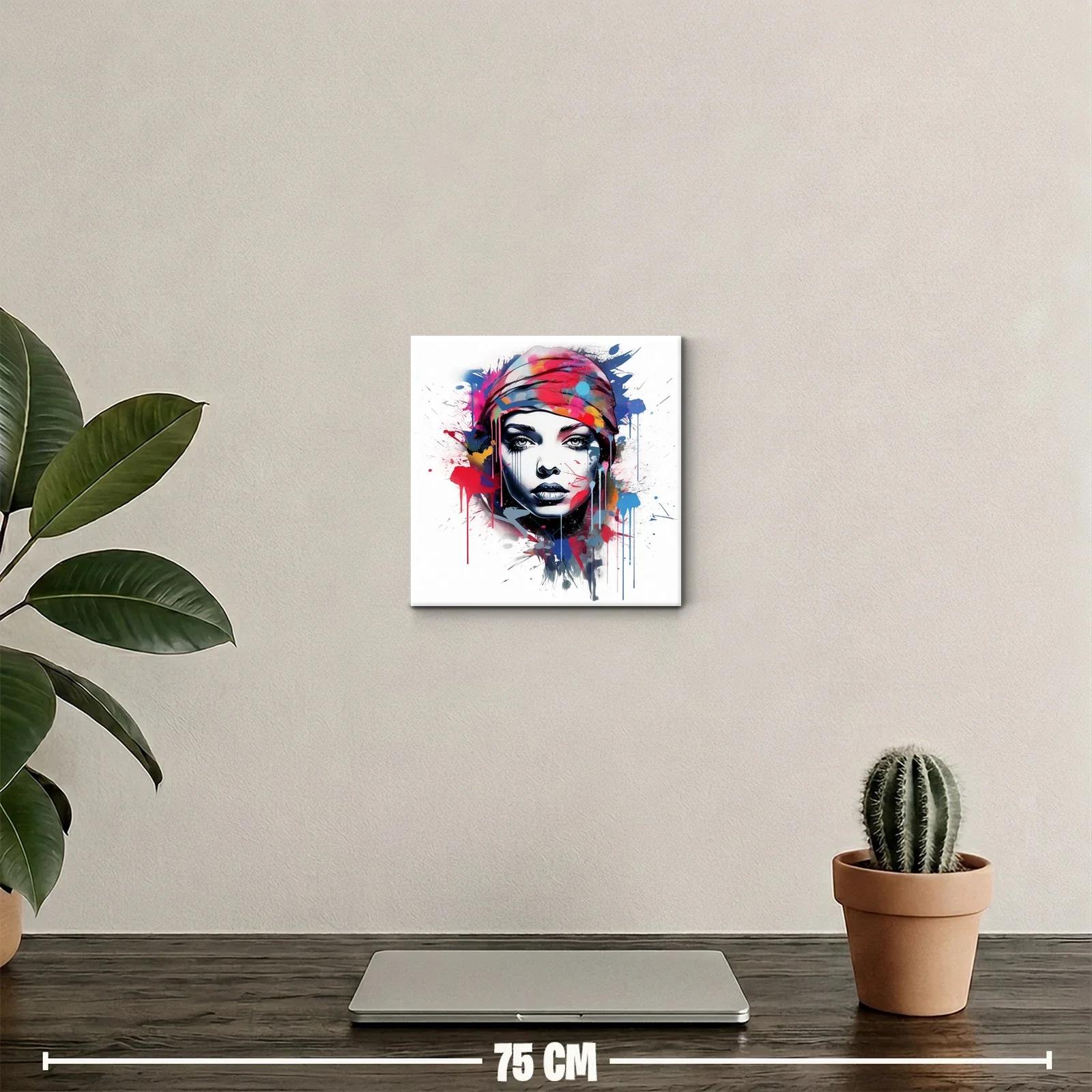 Rostro femenino expresivo con explosión de color vibrante — miniatura 2
