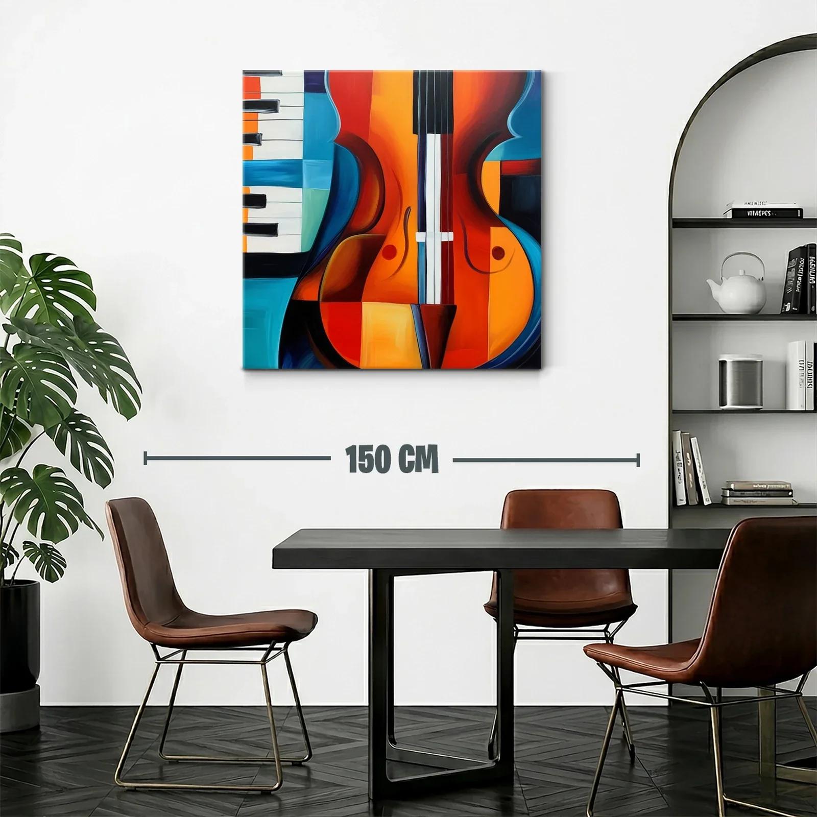 Arte vibrante con guitarra y piano en tonos cálidos y fríos — miniatura 2
