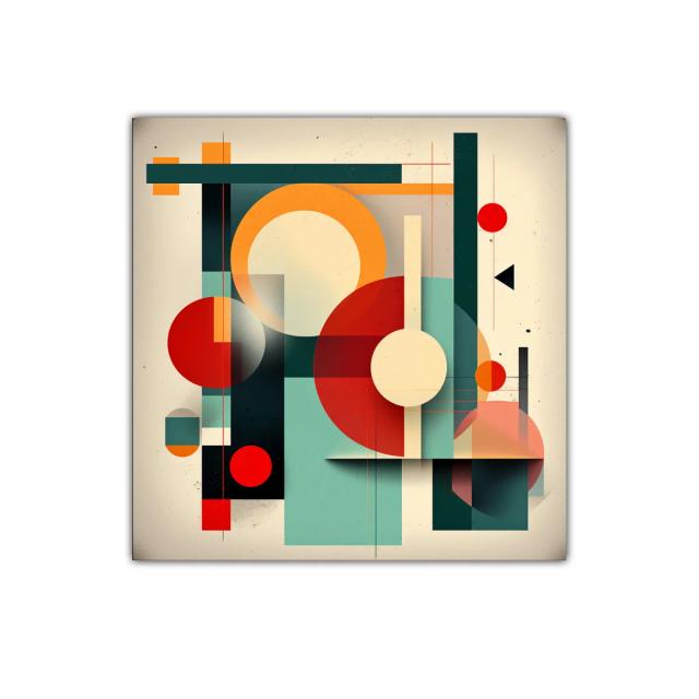 Cuadro abstracto con formas geométricas y colores vibrantes