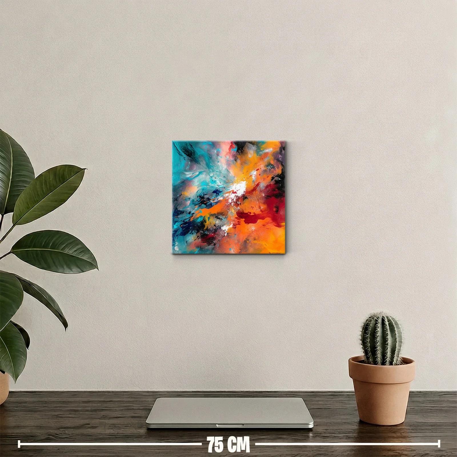 Cuadro abstracto con explosión de colores vibrantes — miniatura 2