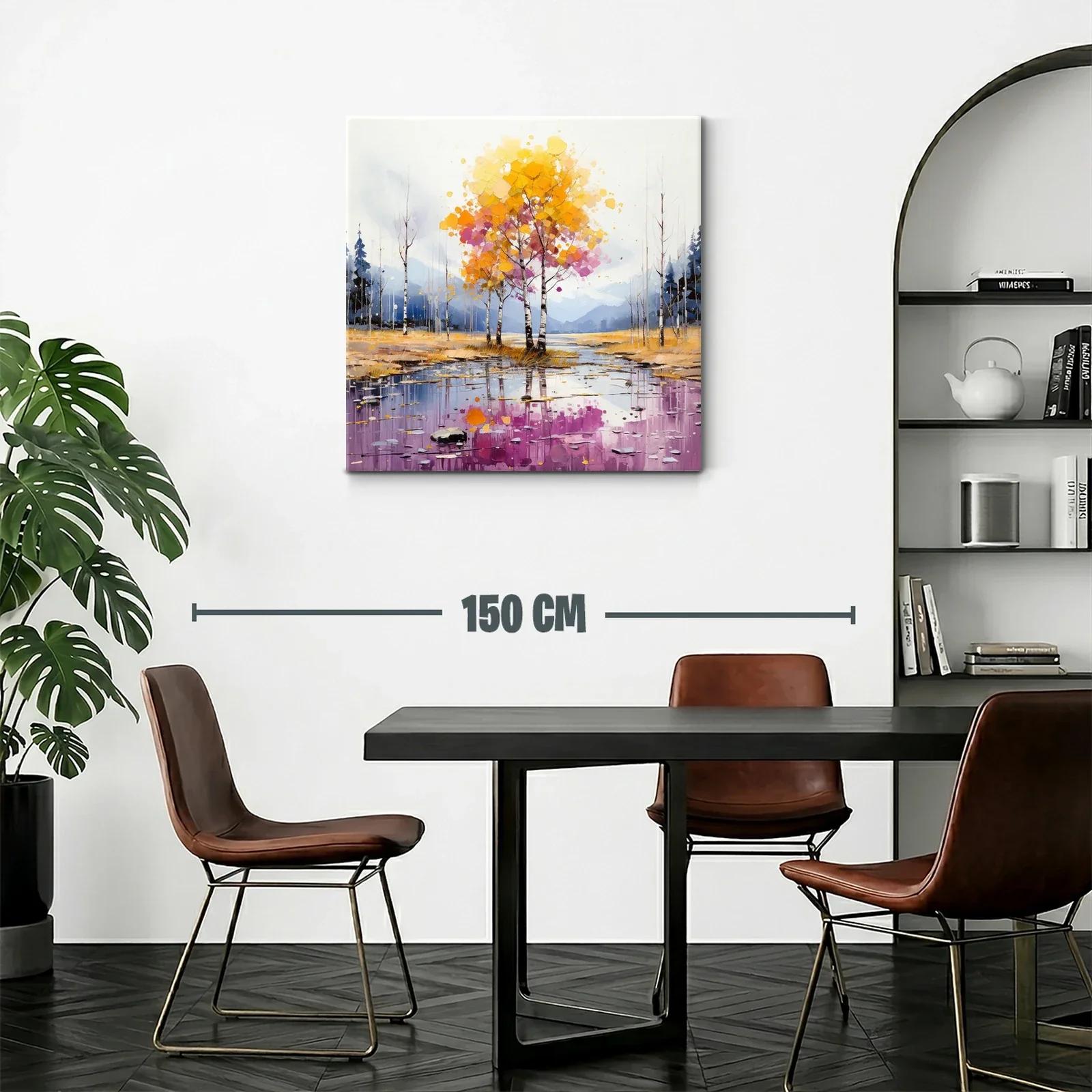 Paisaje otoñal con árboles de tonos cálidos y reflejos — miniatura 2