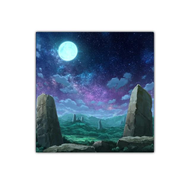 Paisaje nocturno con piedras monolíticas y cielo estrellado