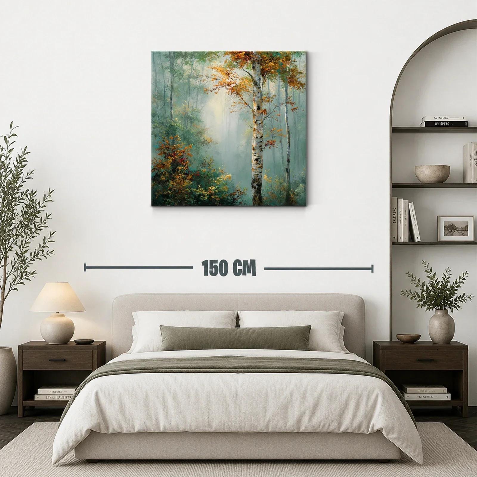 Bosque sereno con árboles otoñales y luz suave — miniatura 3
