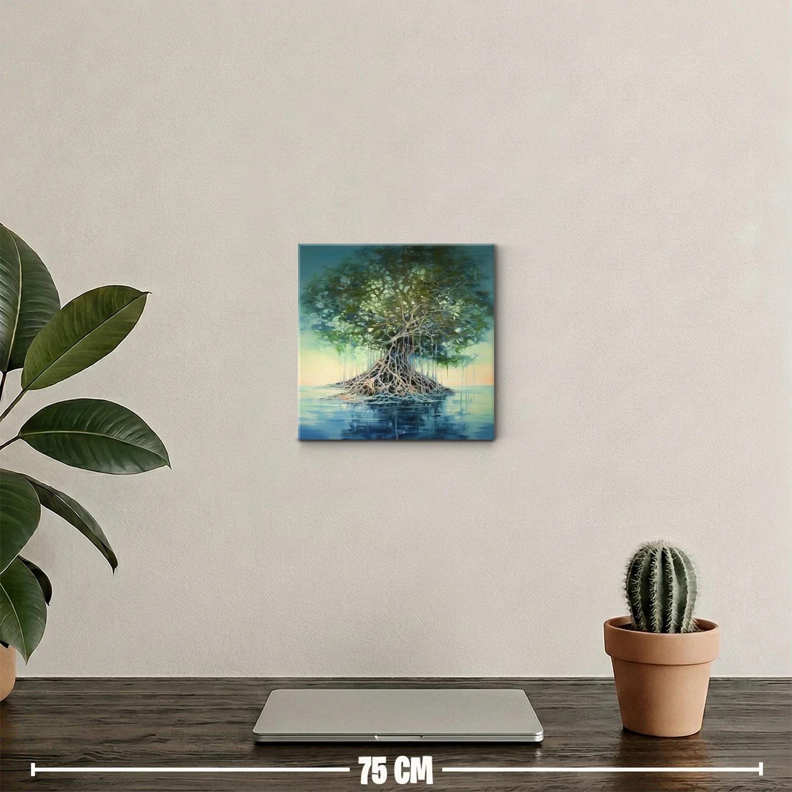 Árbol enraizado en agua con tonos suaves y verdes — miniatura 2