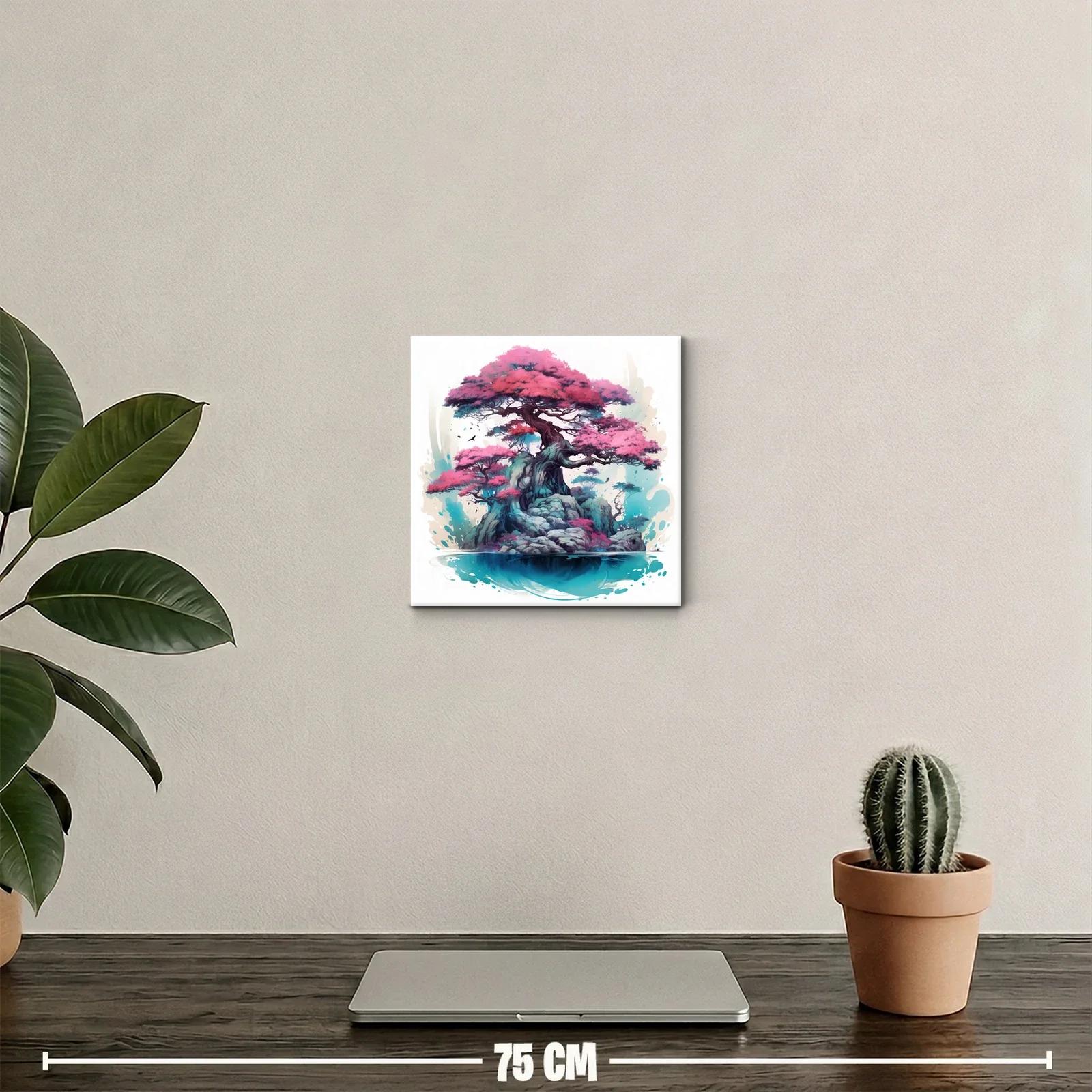 Árbol de Bonsái en Isla con Tonos Rosados y Azules — miniatura 2