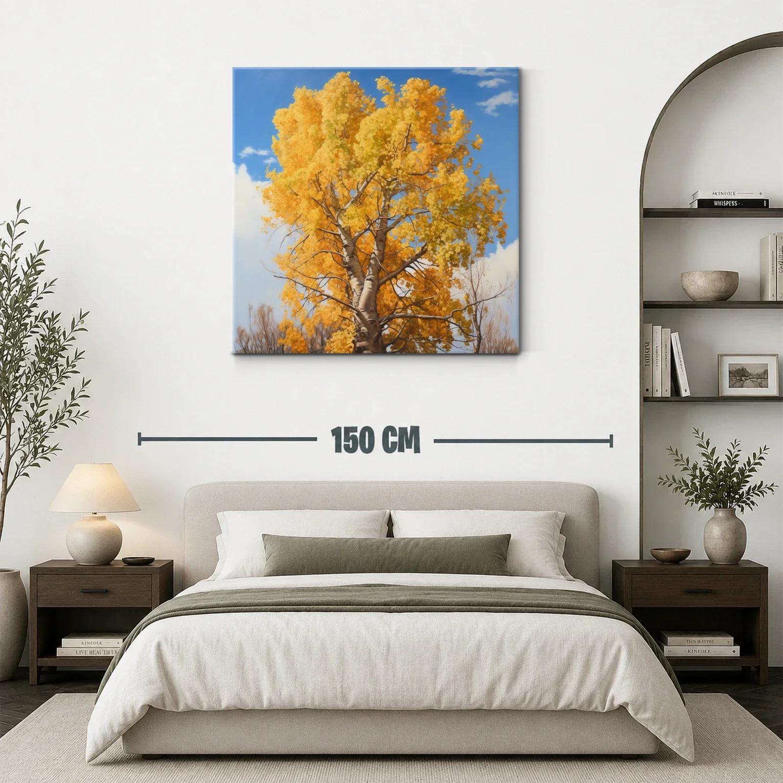Arbol otoñal con follaje dorado y cielo azul — miniatura 3
