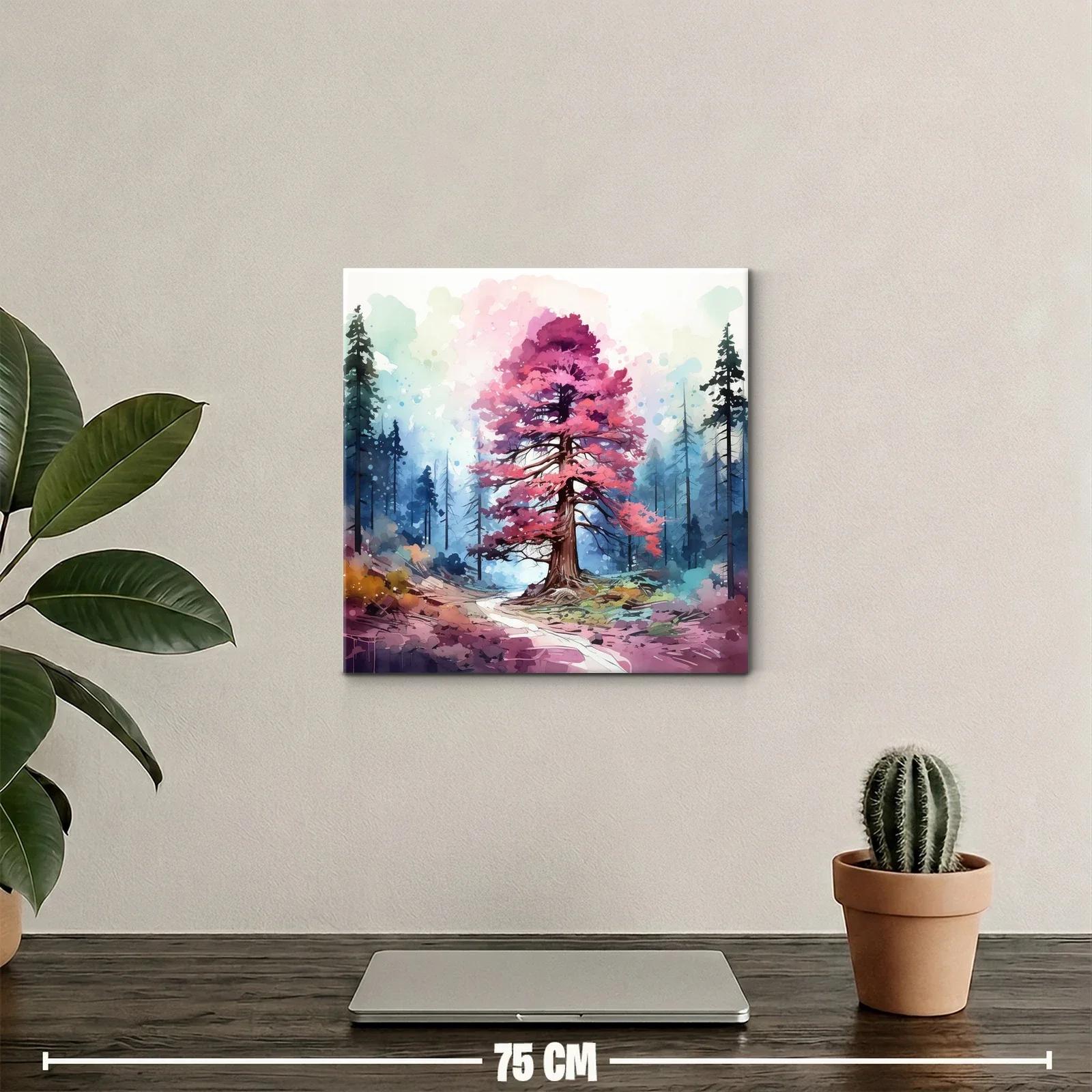 Árbol rosa en bosque de ensueño y tonos vibrantes — miniatura 2