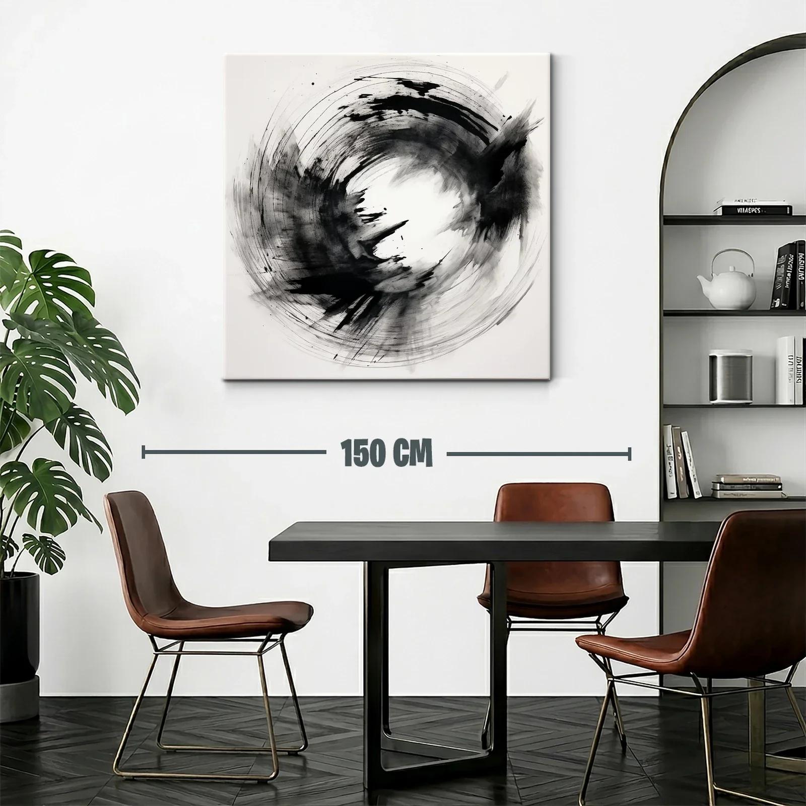 Cuadro Arte Abstracto en Blanco y Negro Dinámico — miniatura 2