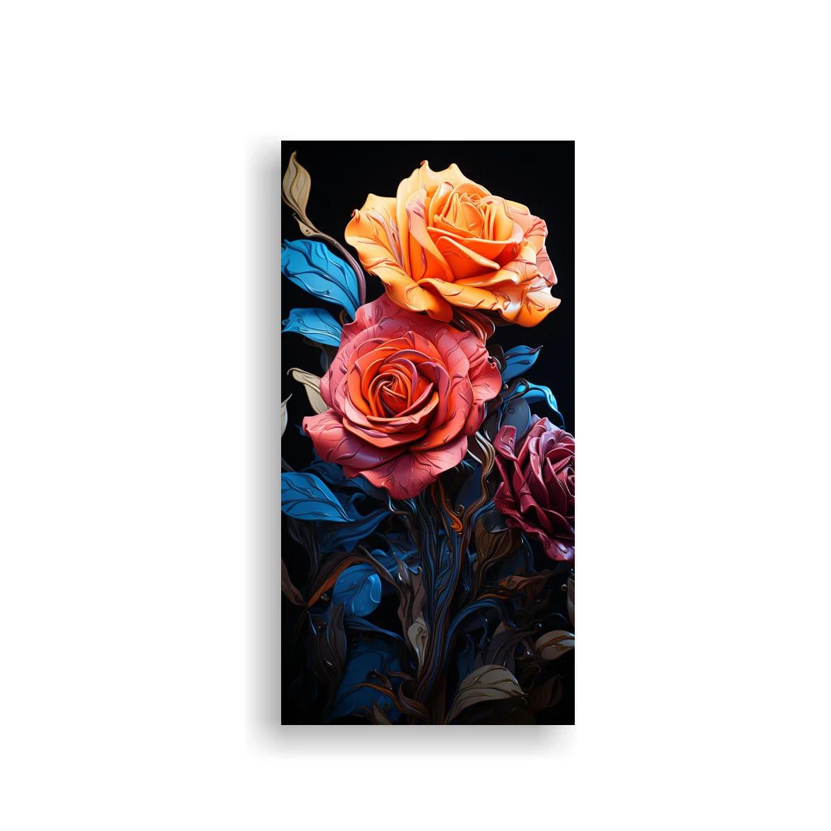 Cuadro ramo de rosas con hojas turquesa — imagen principal