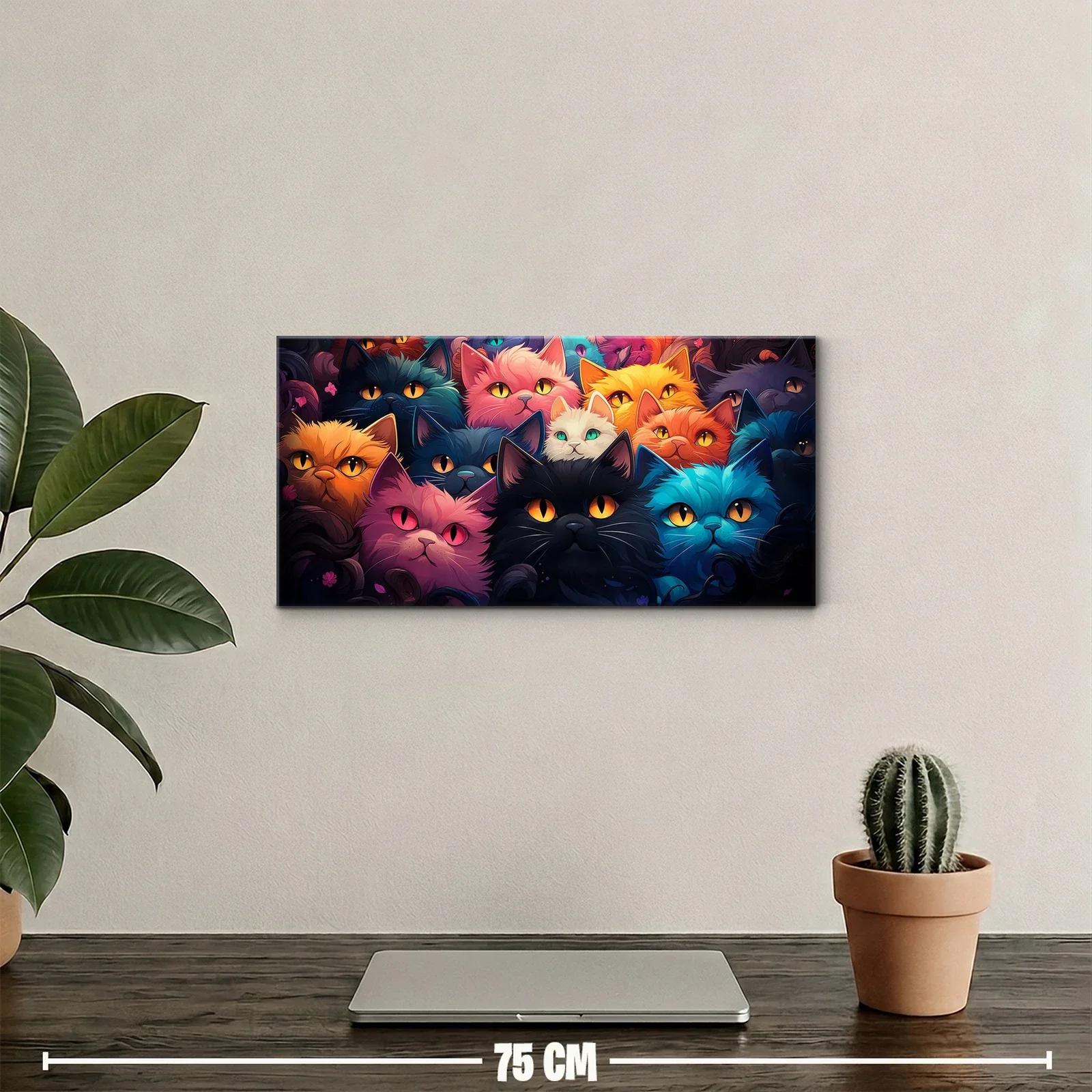 Cuadro grupo de gatos de colores creando un efecto de multitud — miniatura 2